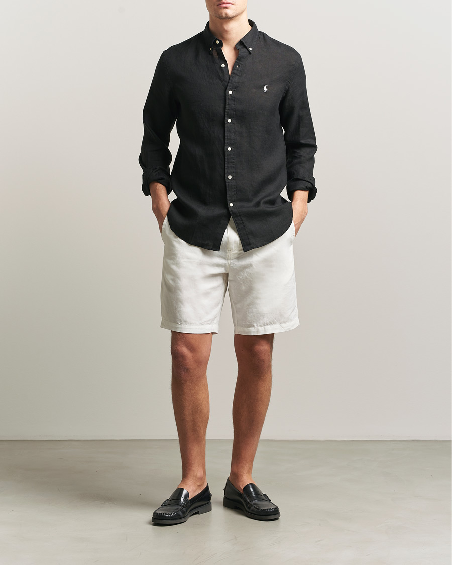 Uomini | Camicie | Polo Ralph Lauren | Slim Fit Linen Shirt Polo Black