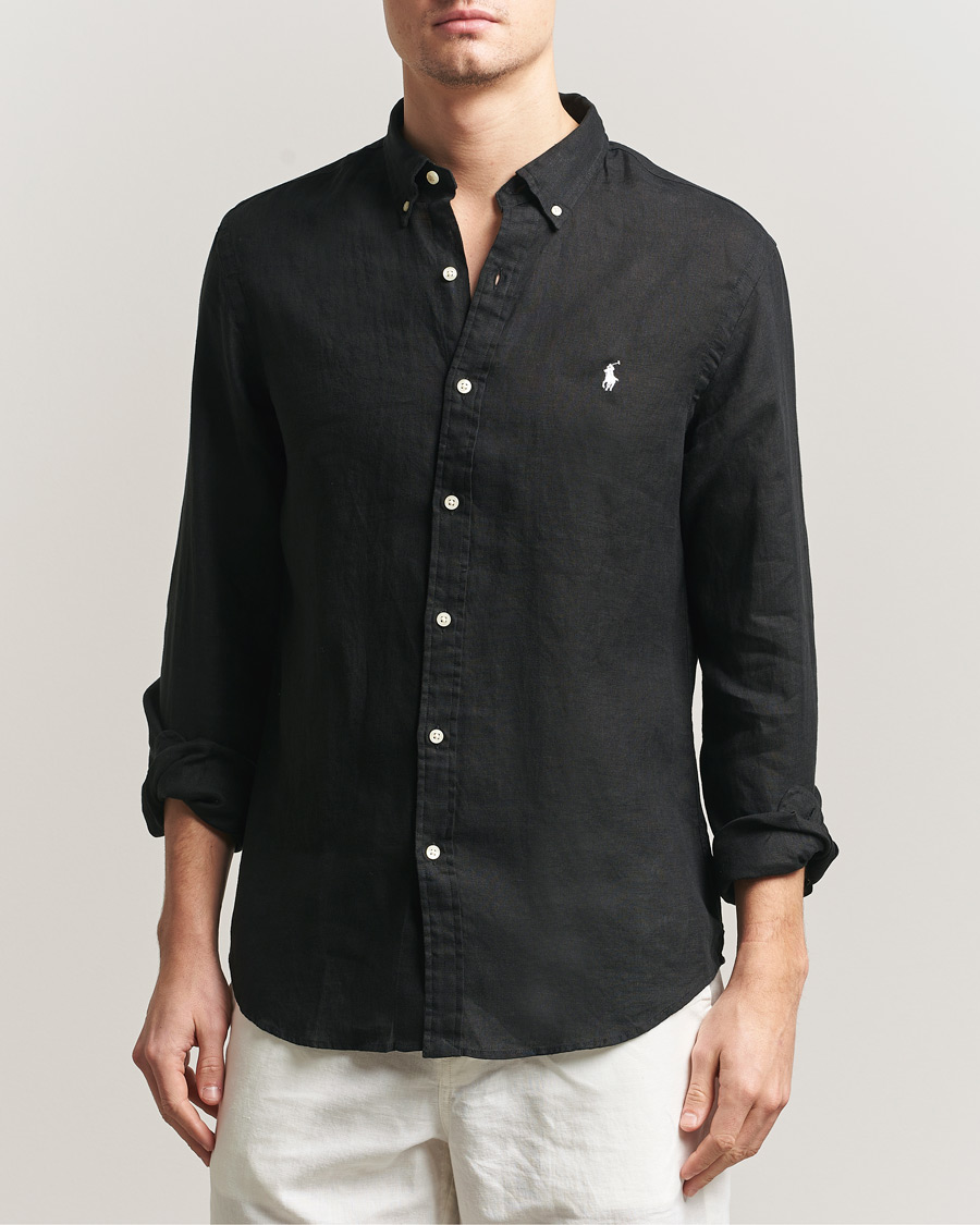 Uomini | Camicie | Polo Ralph Lauren | Slim Fit Linen Shirt Polo Black