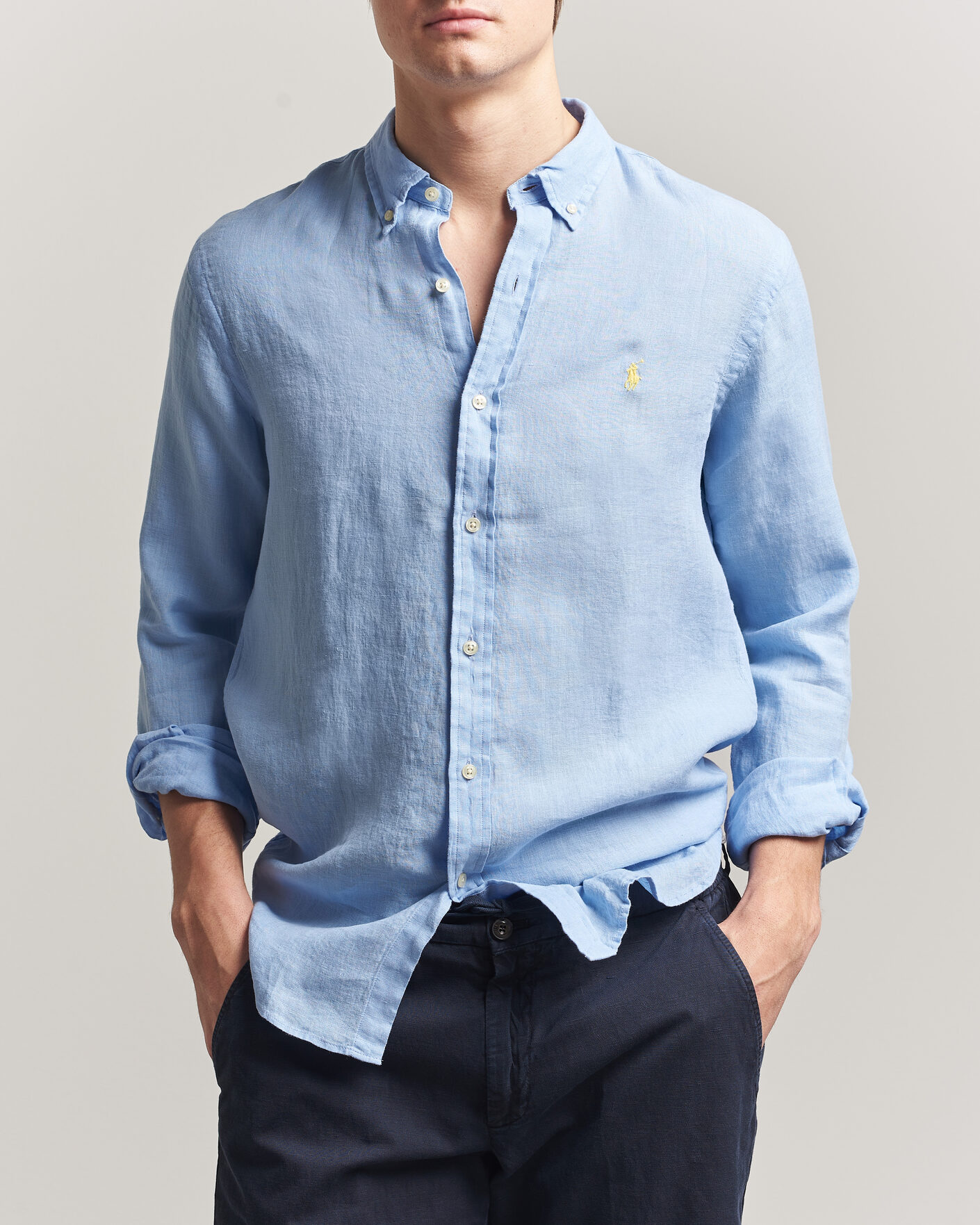 Uomini | Camicie | Polo Ralph Lauren | Slim Fit Linen Shirt Austin Blue