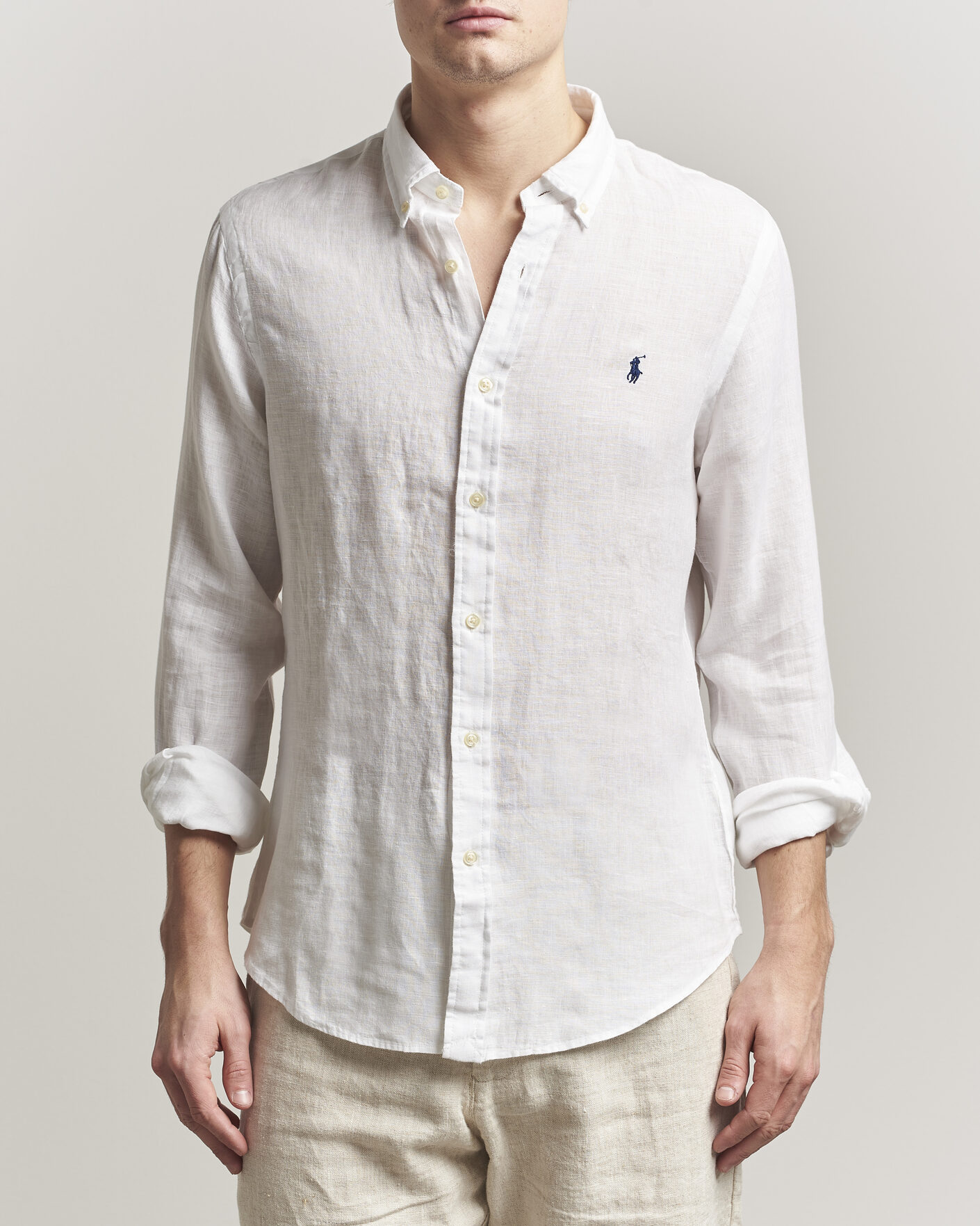 Uomini | Camicie | Polo Ralph Lauren | Slim Fit Linen Shirt White