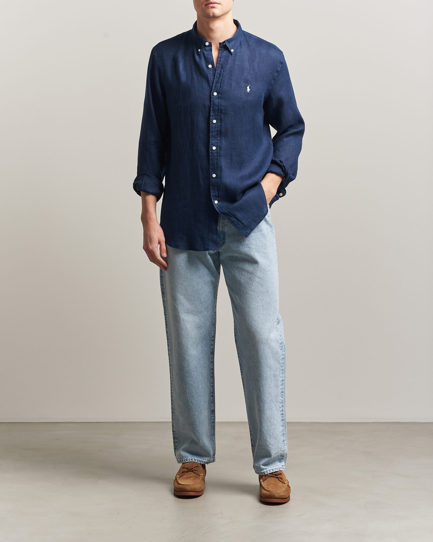 Uomini |  | Polo Ralph Lauren | Slim Fit Linen Shirt Newport Navy