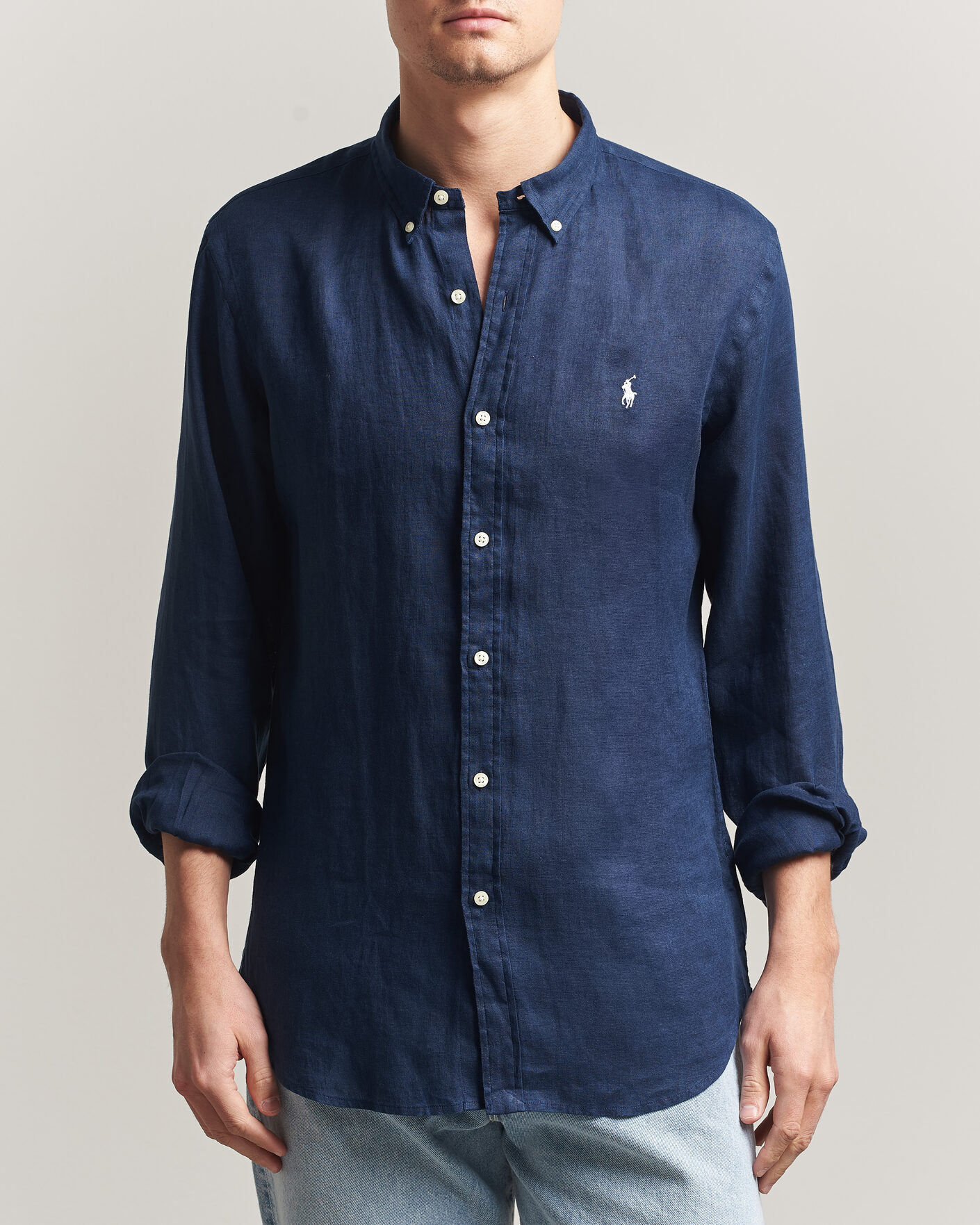 Uomini | Camicie | Polo Ralph Lauren | Slim Fit Linen Shirt Newport Navy