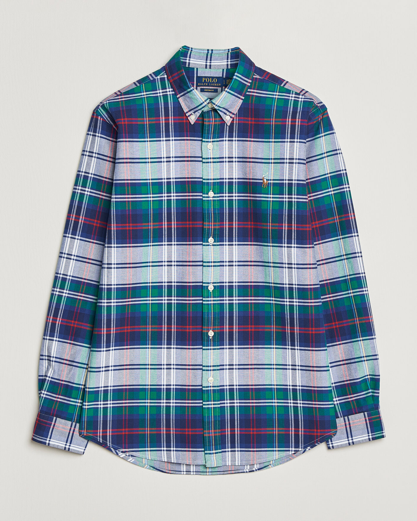 Uomini | Camicie | Polo Ralph Lauren | Custom Fit Checked Oxford Shirt Green/Blue Multi