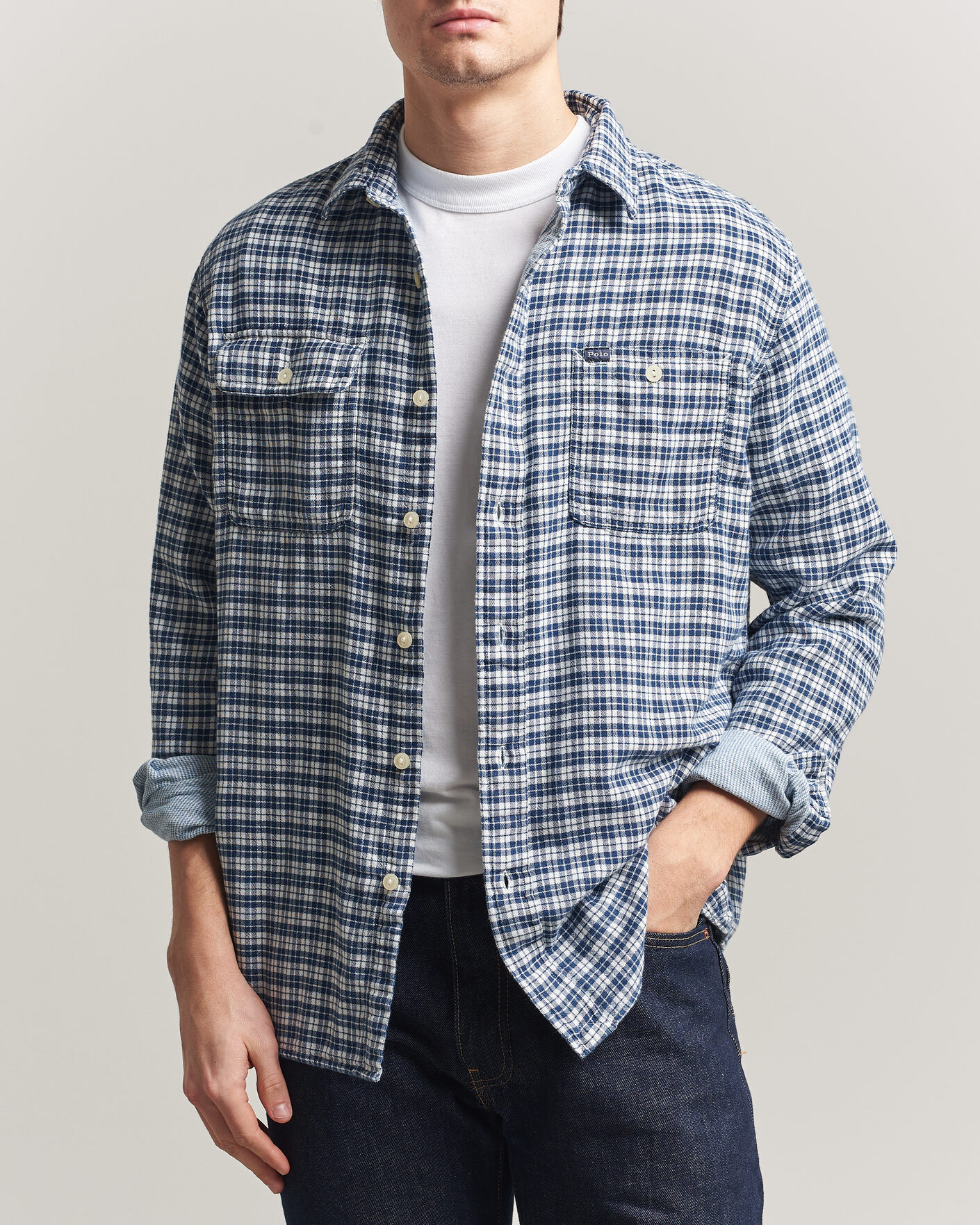 Uomini | Camicie | Polo Ralph Lauren | Double Faced Oxford Shirt Dark Indigo Cream