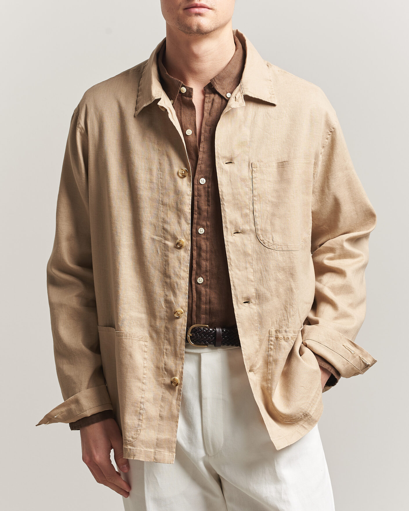 Uomini | Camicie | Polo Ralph Lauren | Stretch Linen Overshirt Coastal Beige