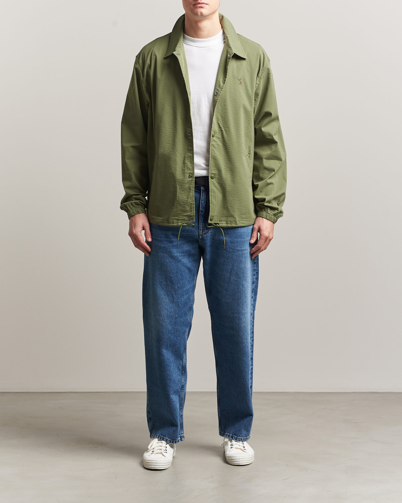 Uomini | Giacche | Polo Ralph Lauren | Seersucker Windbreaker Jacket Supply Olive