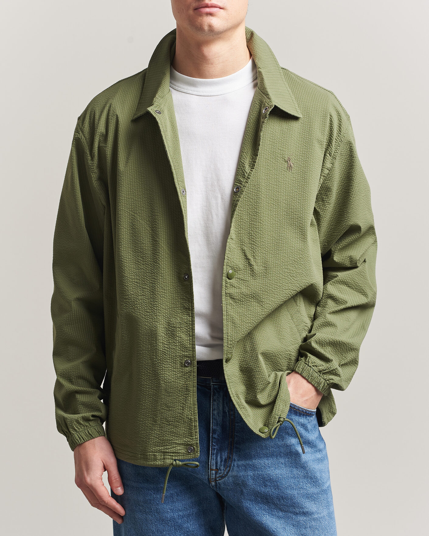 Uomini | Giacche | Polo Ralph Lauren | Seersucker Windbreaker Jacket Supply Olive