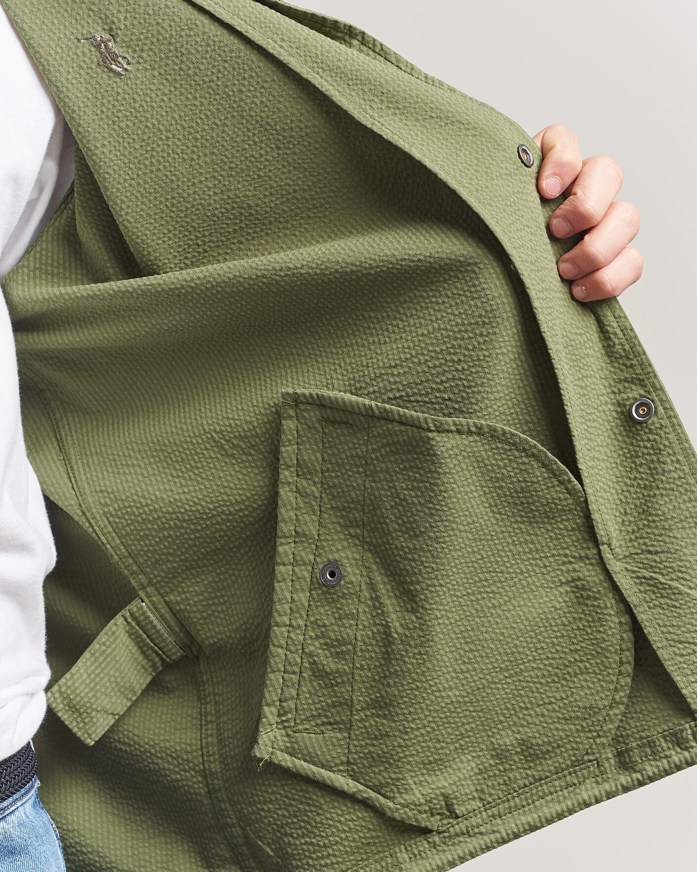 Uomini | Giacche | Polo Ralph Lauren | Seersucker Windbreaker Jacket Supply Olive