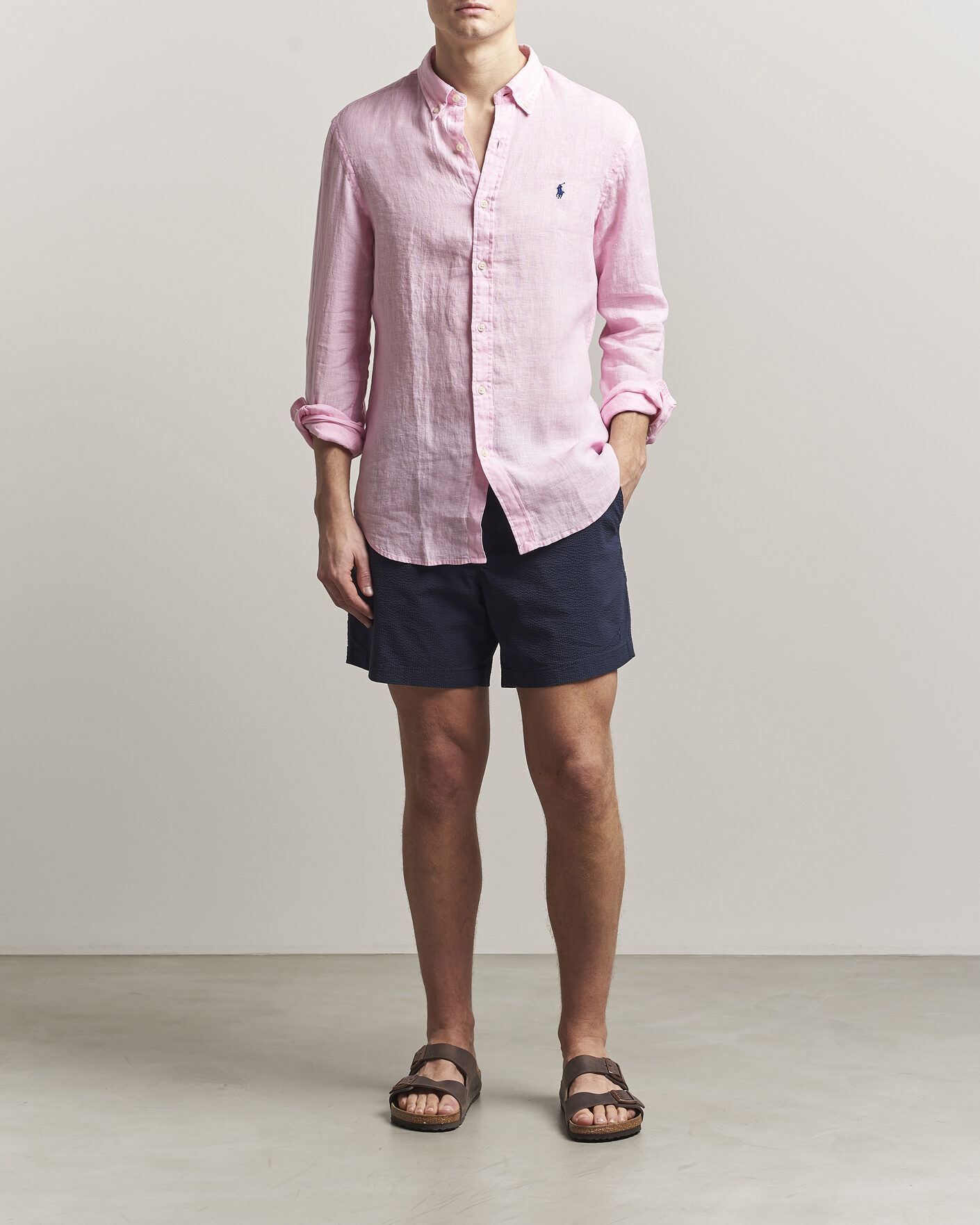 Uomini | Camicie | Polo Ralph Lauren | Slim Fit Linen Shirt Carmel Pink