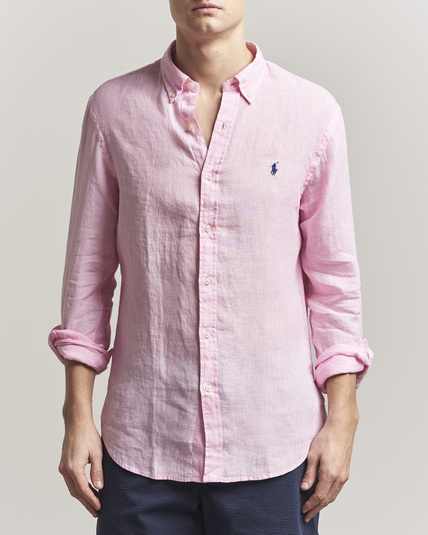 Uomini | Camicie | Polo Ralph Lauren | Slim Fit Linen Shirt Carmel Pink