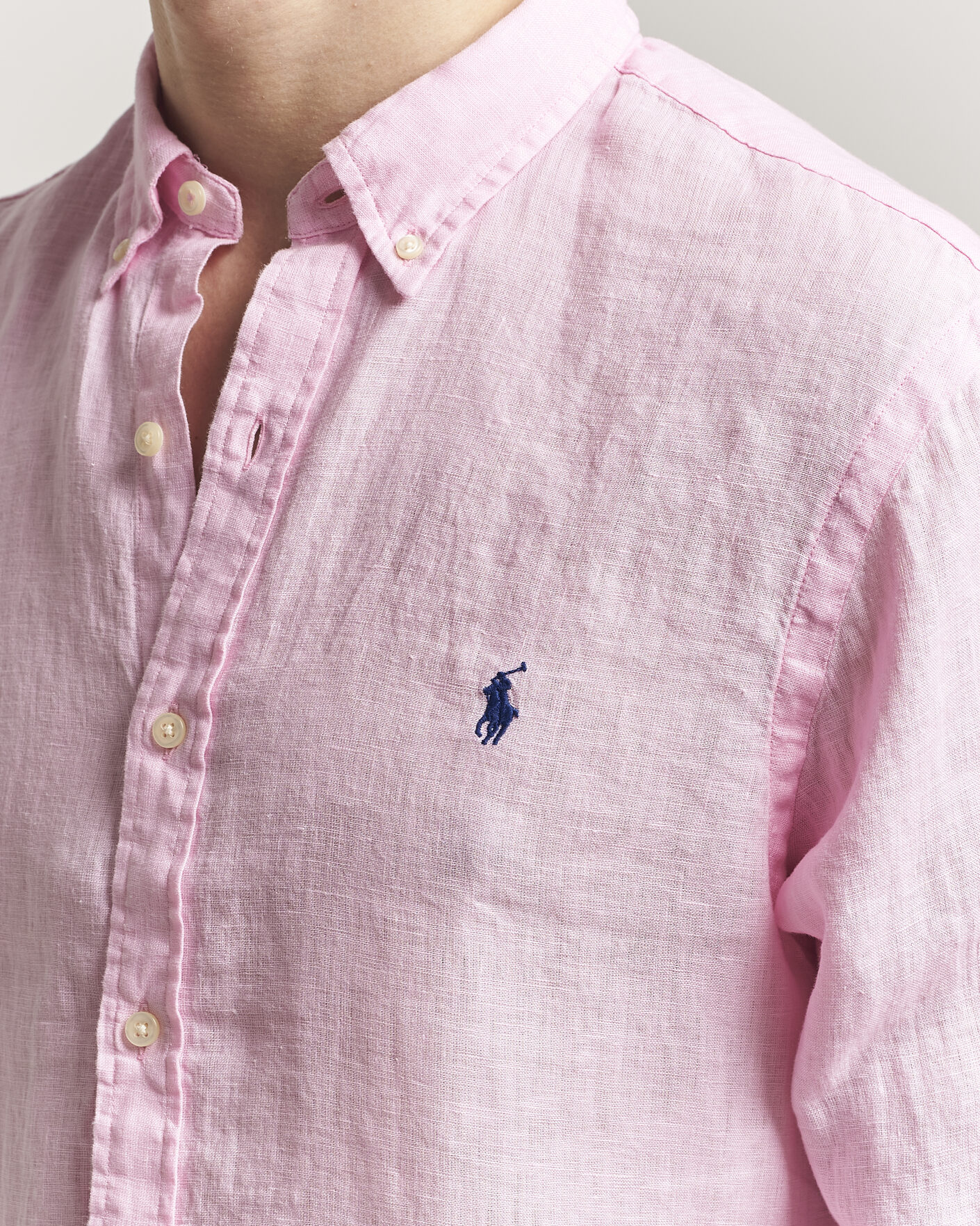 Uomini | Camicie | Polo Ralph Lauren | Slim Fit Linen Shirt Carmel Pink
