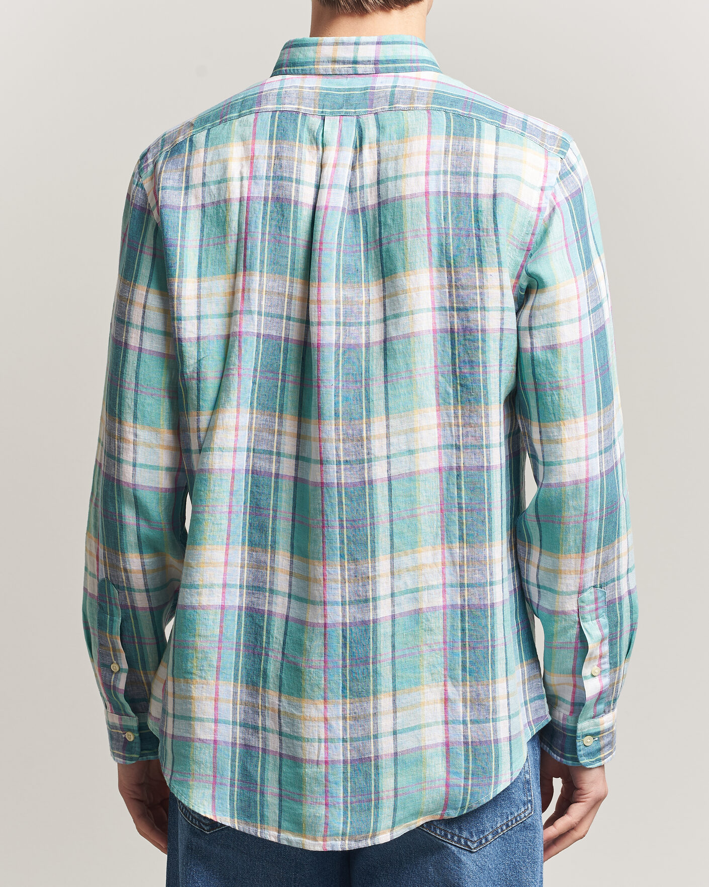 Uomini | Camicie | Polo Ralph Lauren | Custom Fit Check Linen Shirt Green/Blue/White