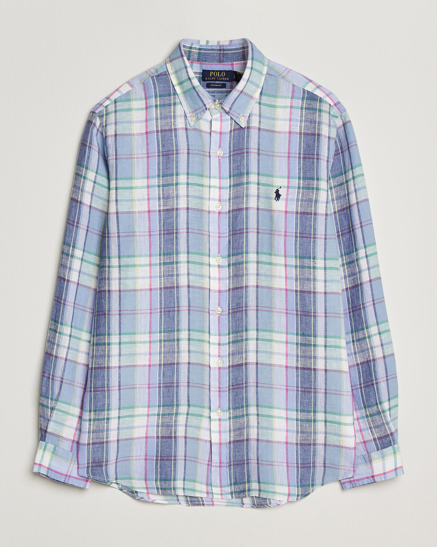 Uomini | Camicie | Polo Ralph Lauren | Custom Fit Check Linen Shirt Blue/White