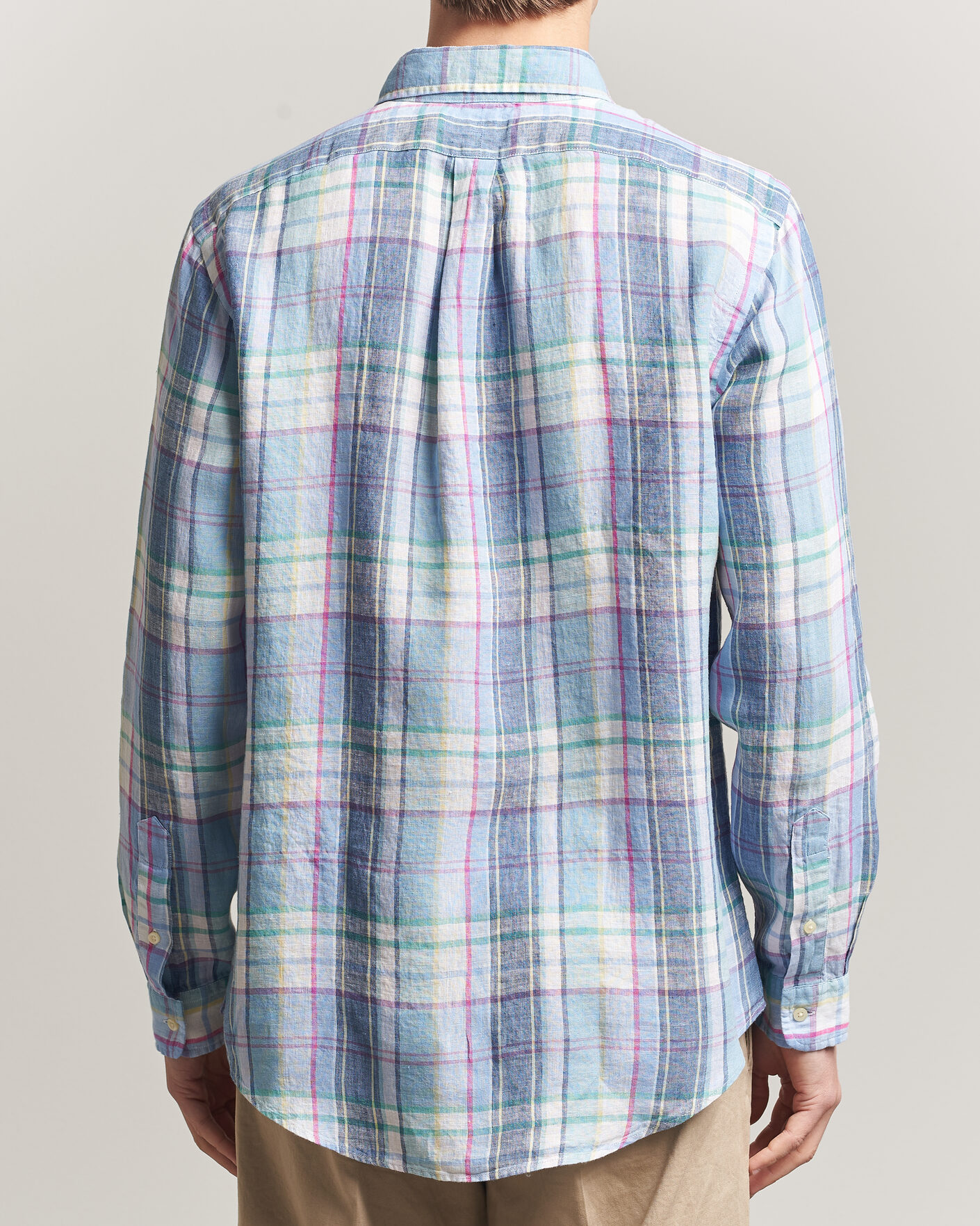 Uomini | Camicie | Polo Ralph Lauren | Custom Fit Check Linen Shirt Blue/White