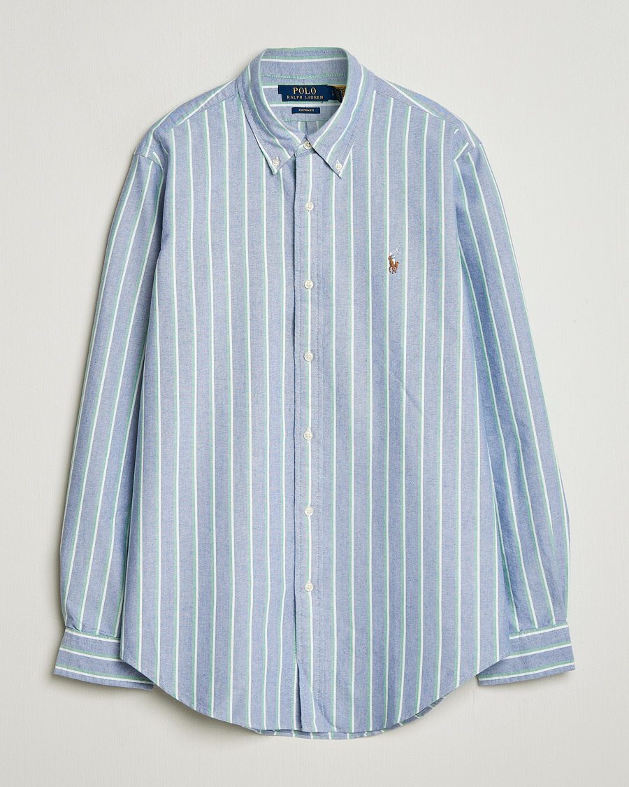 Uomini | Camicie | Polo Ralph Lauren | Custom Fit Striped Oxford Shirt Navy/Green/Multi