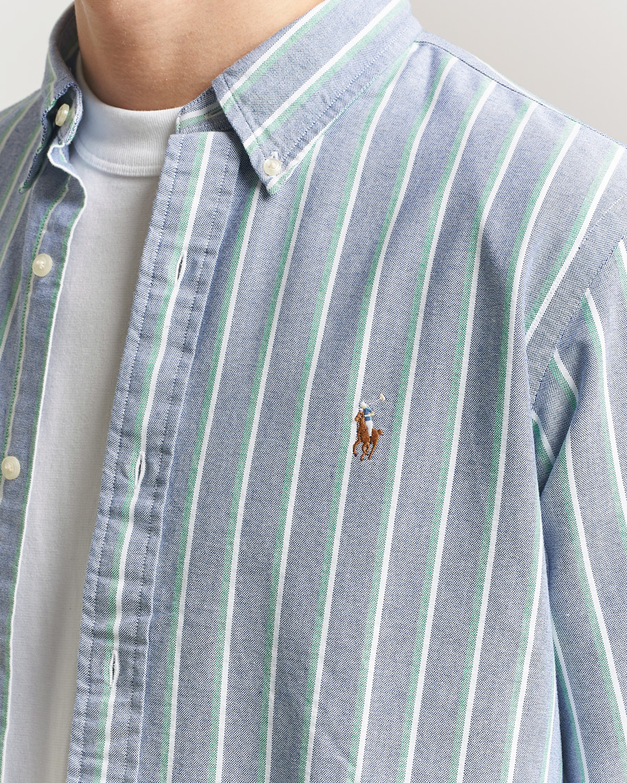 Uomini | Camicie | Polo Ralph Lauren | Custom Fit Striped Oxford Shirt Navy/Green/Multi