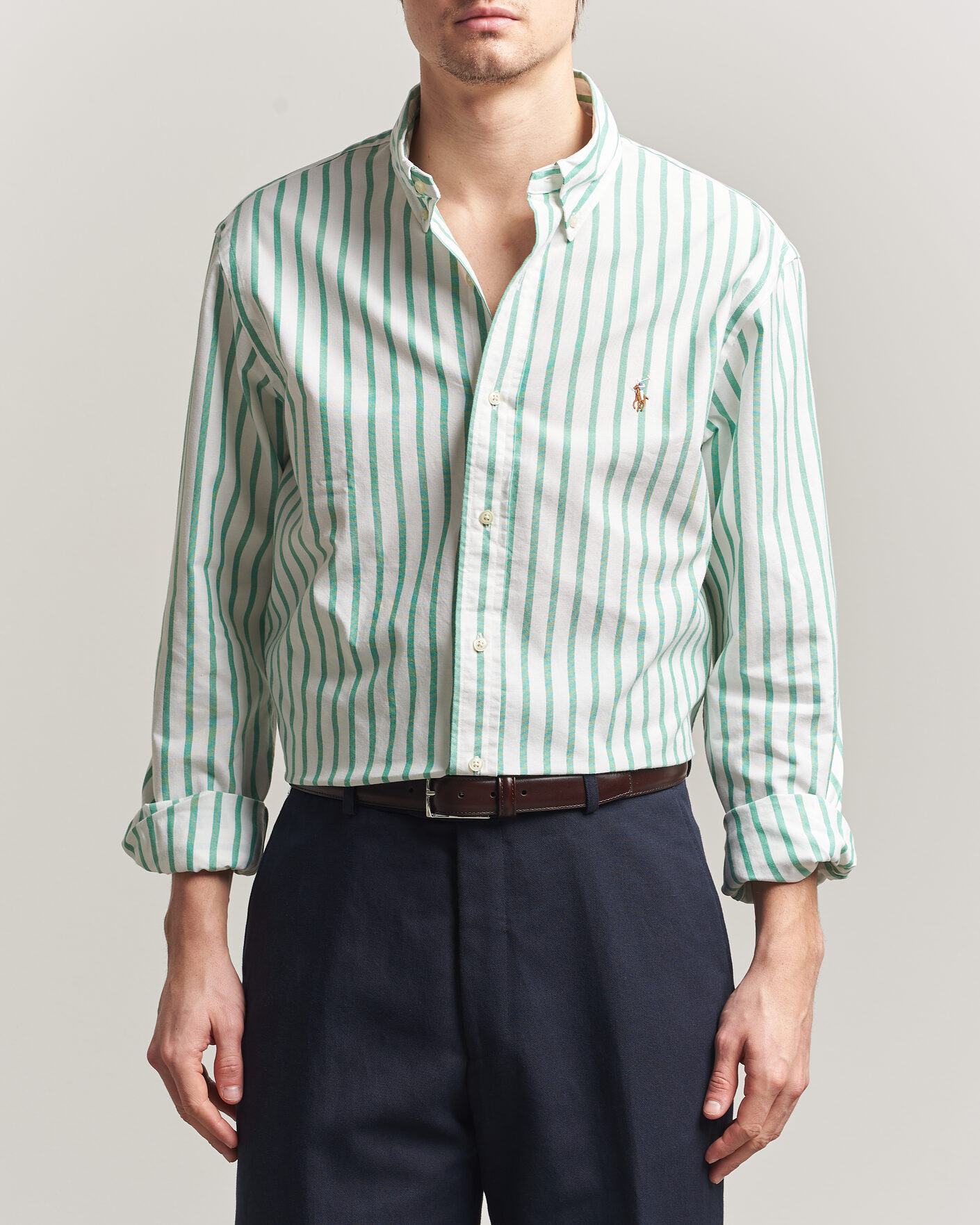 Uomini | Camicie | Polo Ralph Lauren | Custom Fit Striped Oxford Shirt Green