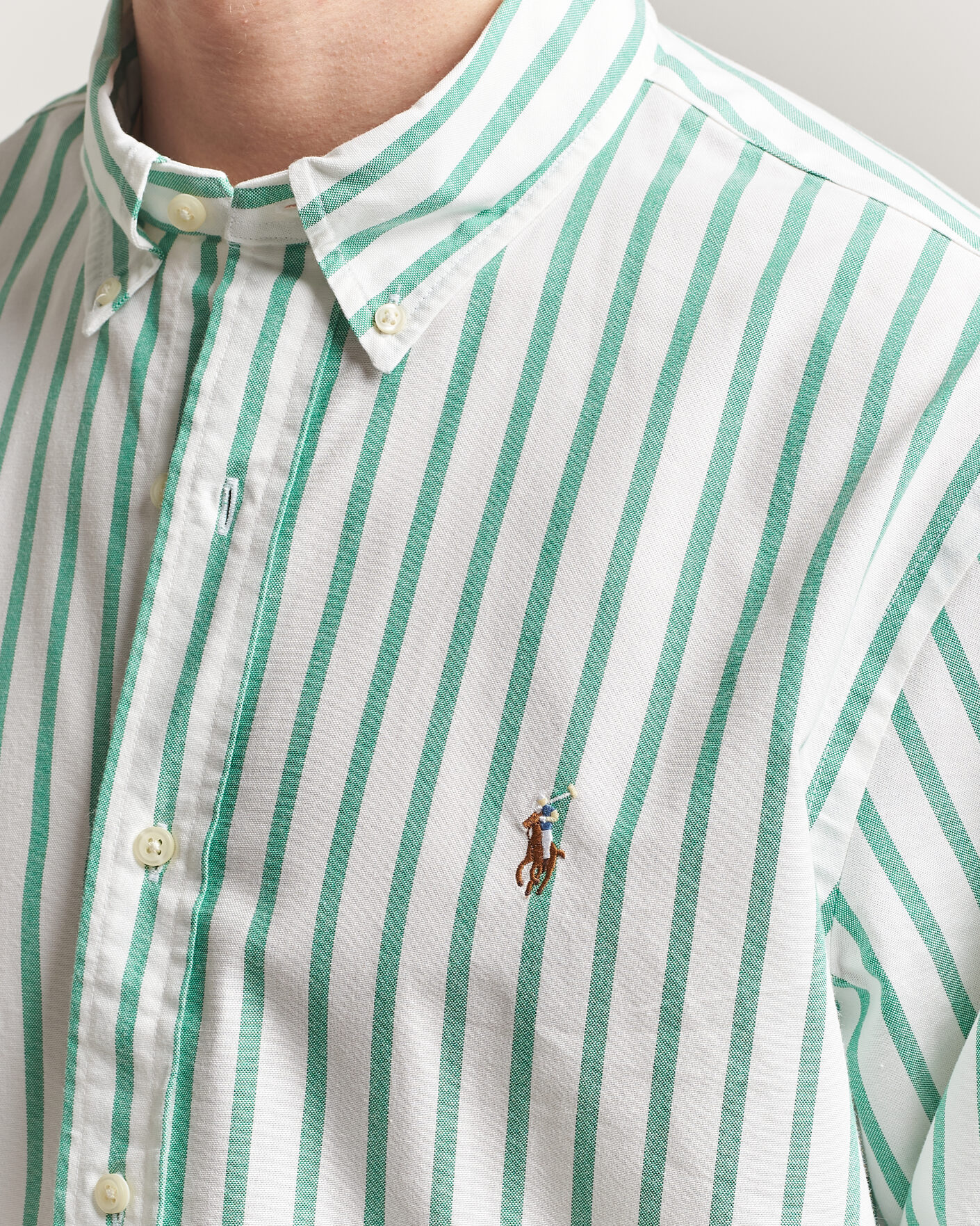 Uomini | Camicie | Polo Ralph Lauren | Custom Fit Striped Oxford Shirt Green