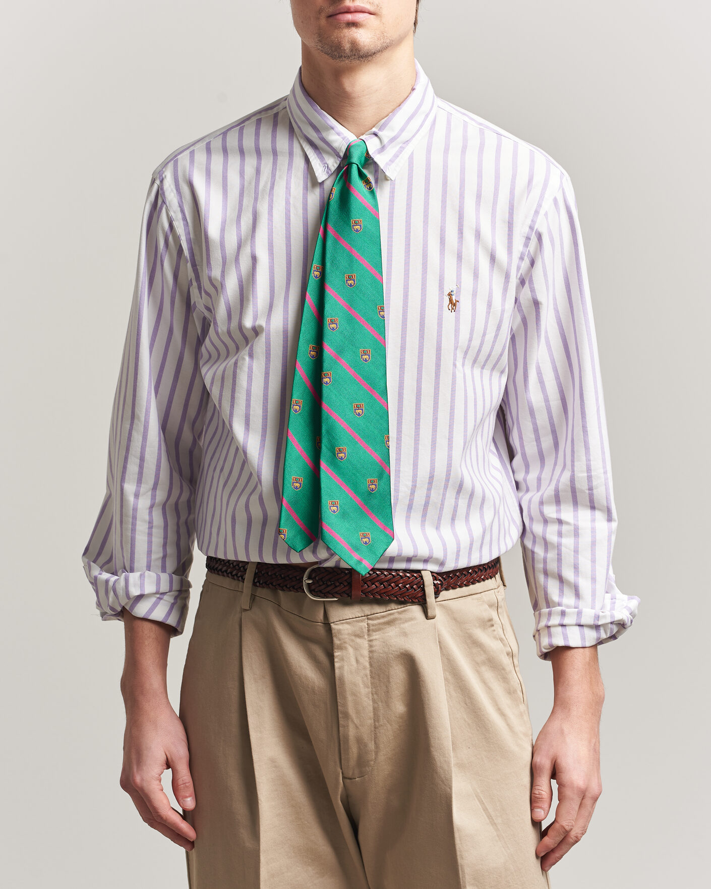 Uomini | Camicie | Polo Ralph Lauren | Custom Fit Striped Oxford Shirt Purple