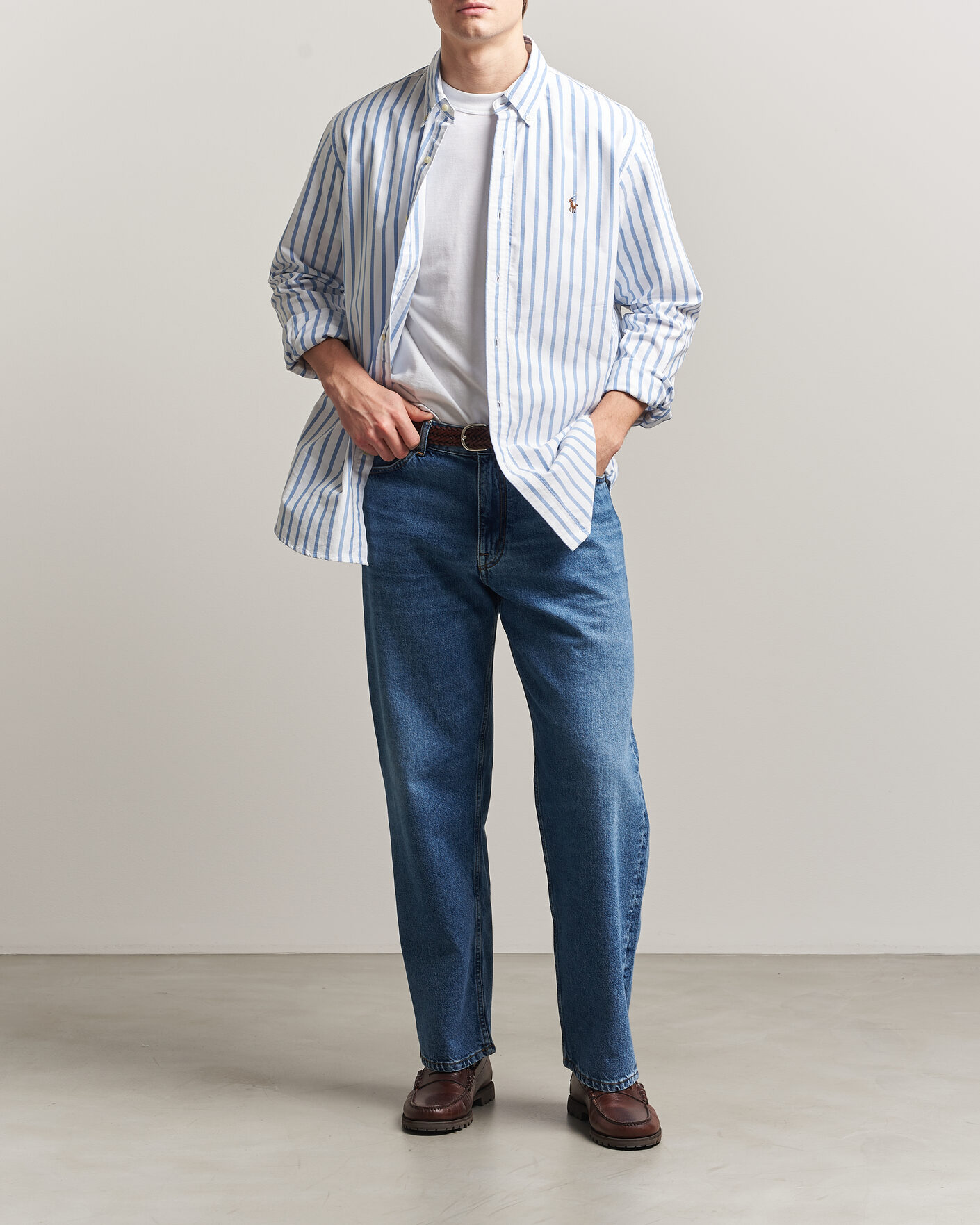 Uomini | Camicie | Polo Ralph Lauren | Custom Fit Striped Oxford Shirt Blue