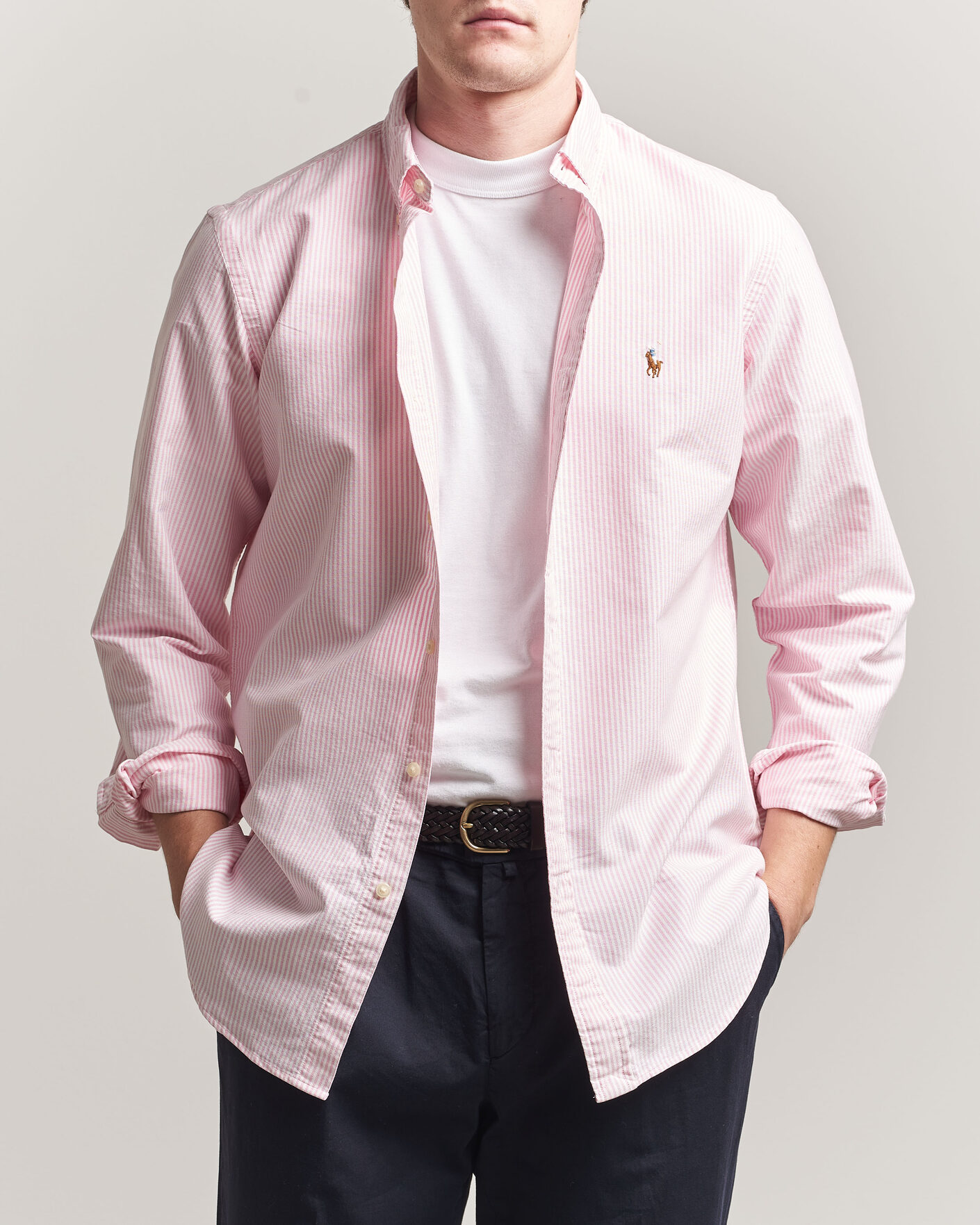Uomini | Camicie | Polo Ralph Lauren | Custom Fit Micro Striped Oxford Shirt Pink