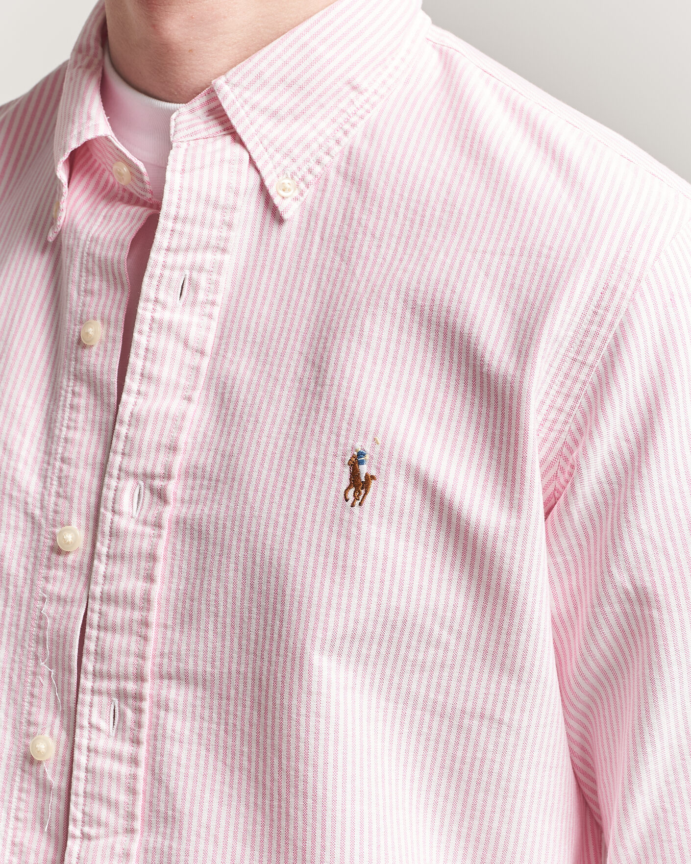 Uomini | Camicie | Polo Ralph Lauren | Custom Fit Micro Striped Oxford Shirt Pink