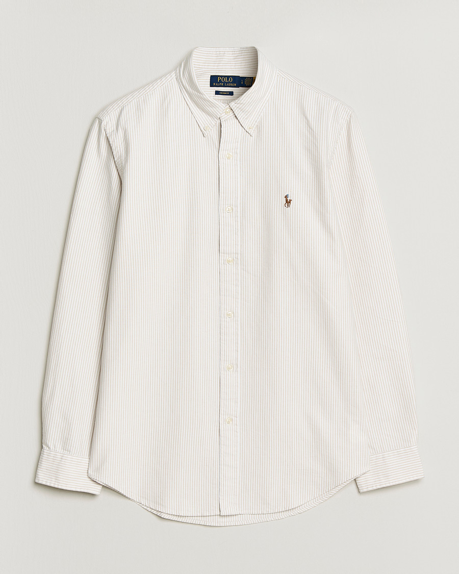 Uomini | Camicie | Polo Ralph Lauren | Custom Fit Micro Striped Oxford Shirt Beige