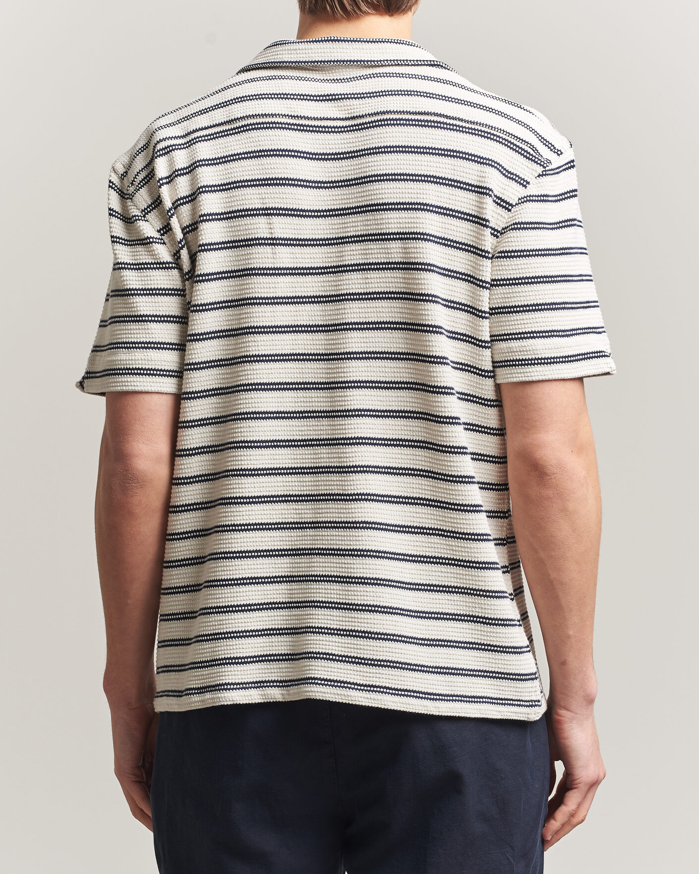 Uomini | Camicie | Polo Ralph Lauren | Knitted Camp Shirt Pale Cream/Newport Navy