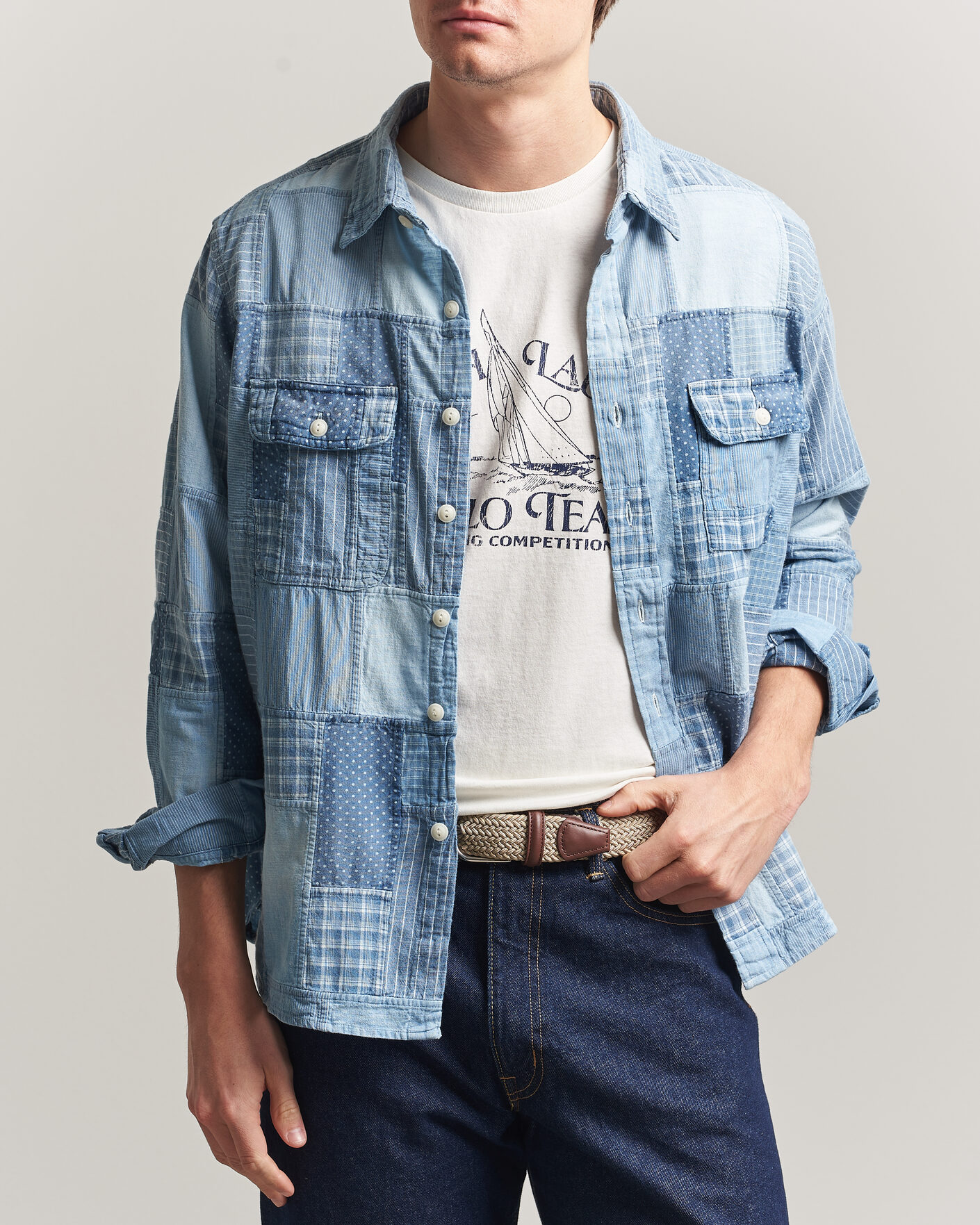 Uomini | Camicie | Polo Ralph Lauren | Indigo Patchwork Shirt Blue