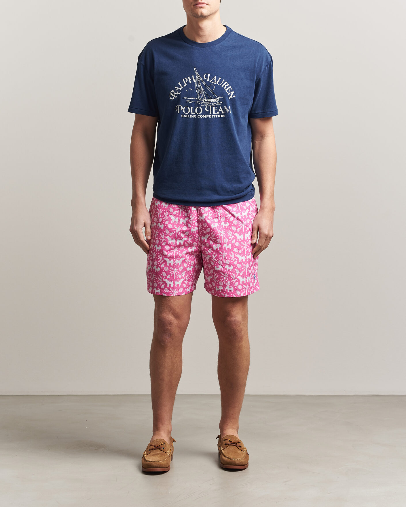 Uomini | Costumi da bagno | Polo Ralph Lauren | Traveler Print Mid Trunk Pink
