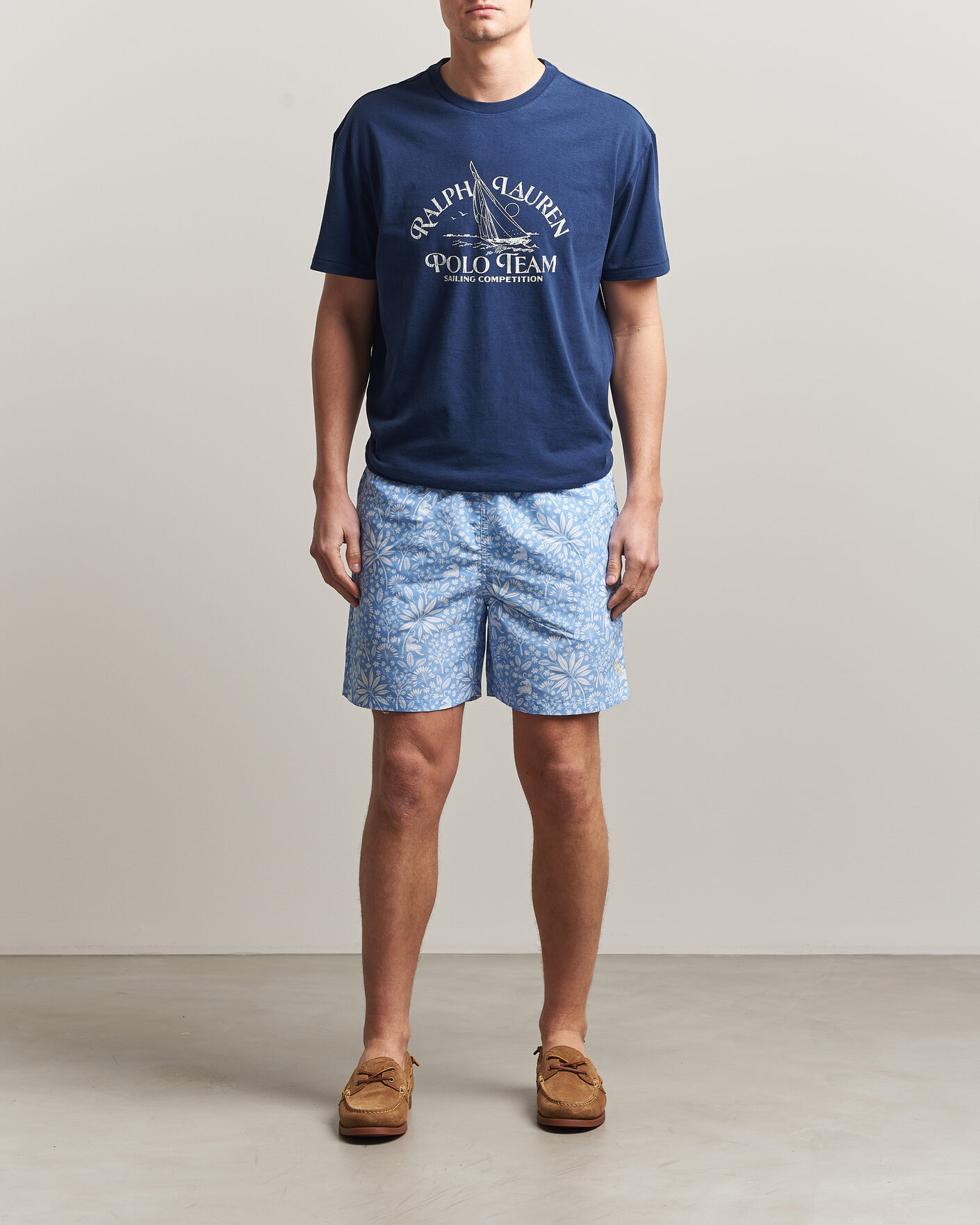 Uomini | Costumi da bagno | Polo Ralph Lauren | Traveler Print Mid Trunk Blue