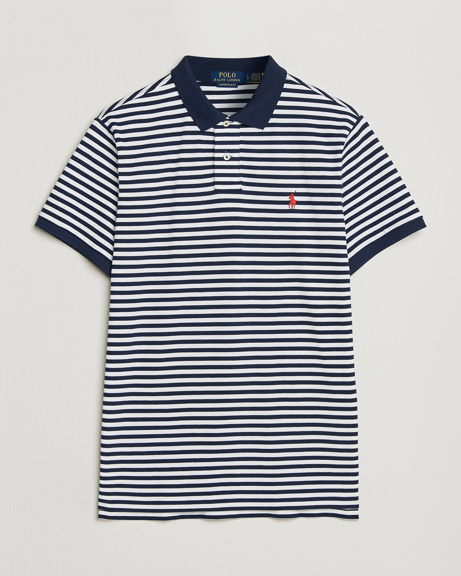 Uomini | Polo | Polo Ralph Lauren | Custom Slim Fit Striped Polo Navy/White