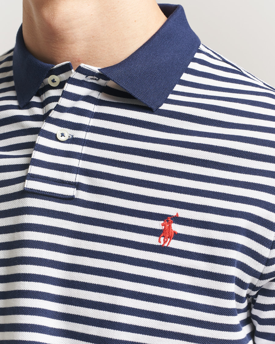 Uomini | Polo | Polo Ralph Lauren | Custom Slim Fit Striped Polo Navy/White
