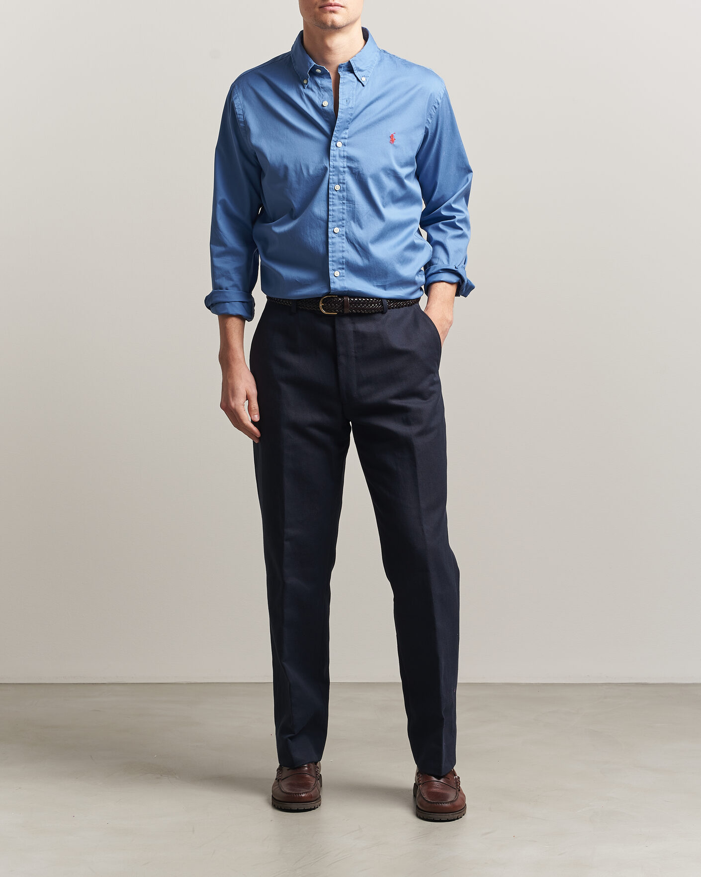 Uomini | Camicie | Polo Ralph Lauren | Custom Fit Garment Twill Shirt Nimes Blue