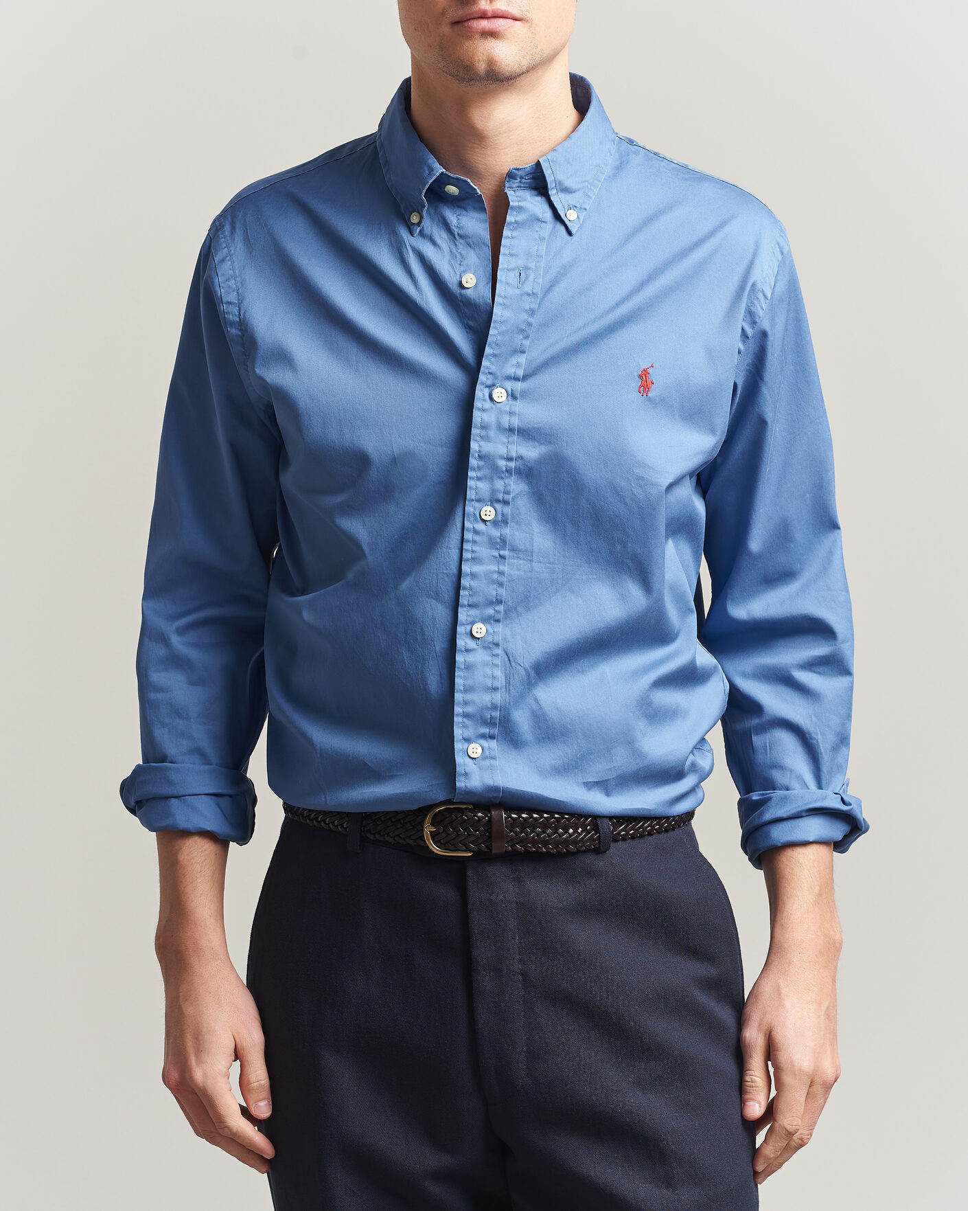 Uomini | Camicie | Polo Ralph Lauren | Custom Fit Garment Twill Shirt Nimes Blue