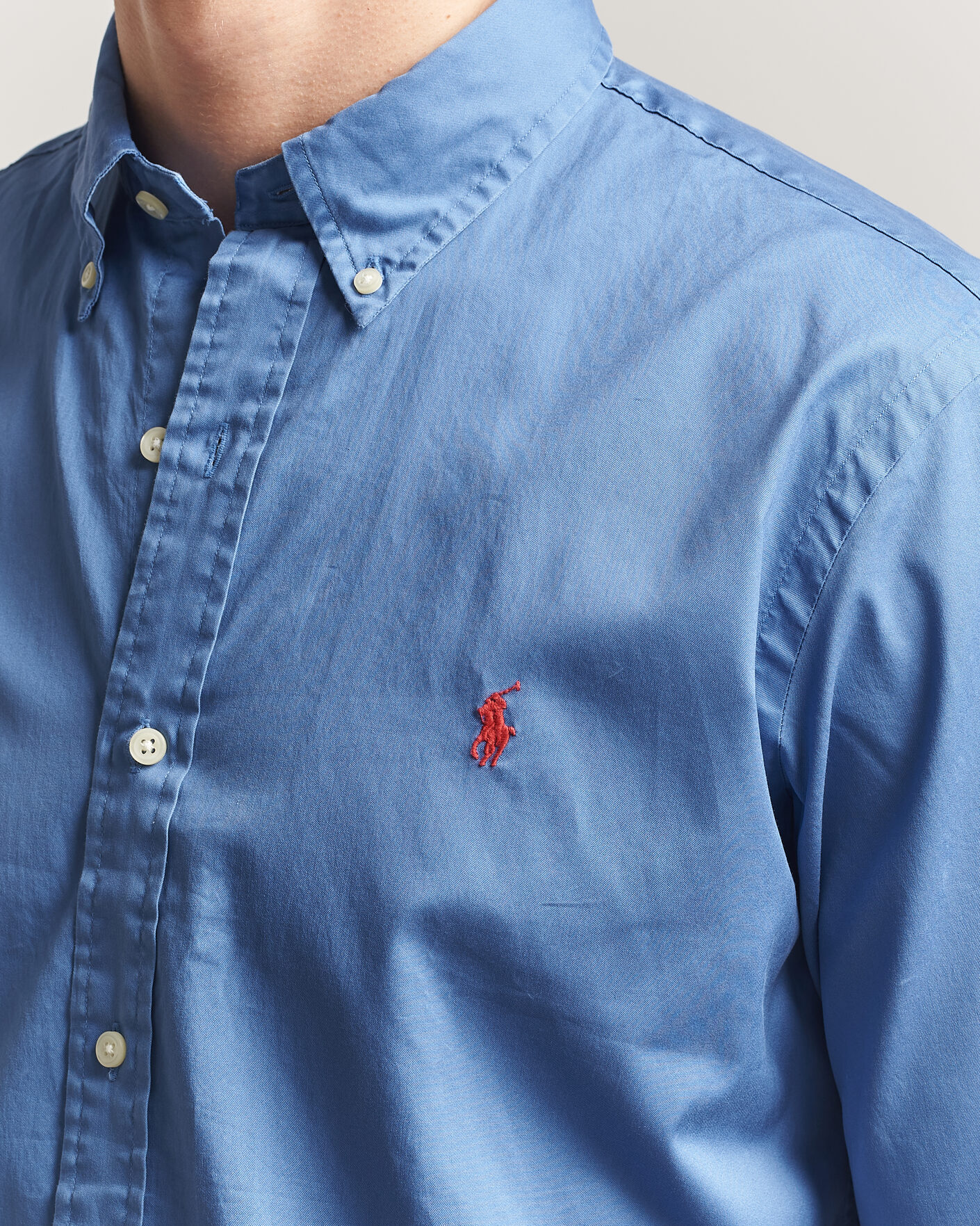 Uomini | Camicie | Polo Ralph Lauren | Custom Fit Garment Twill Shirt Nimes Blue