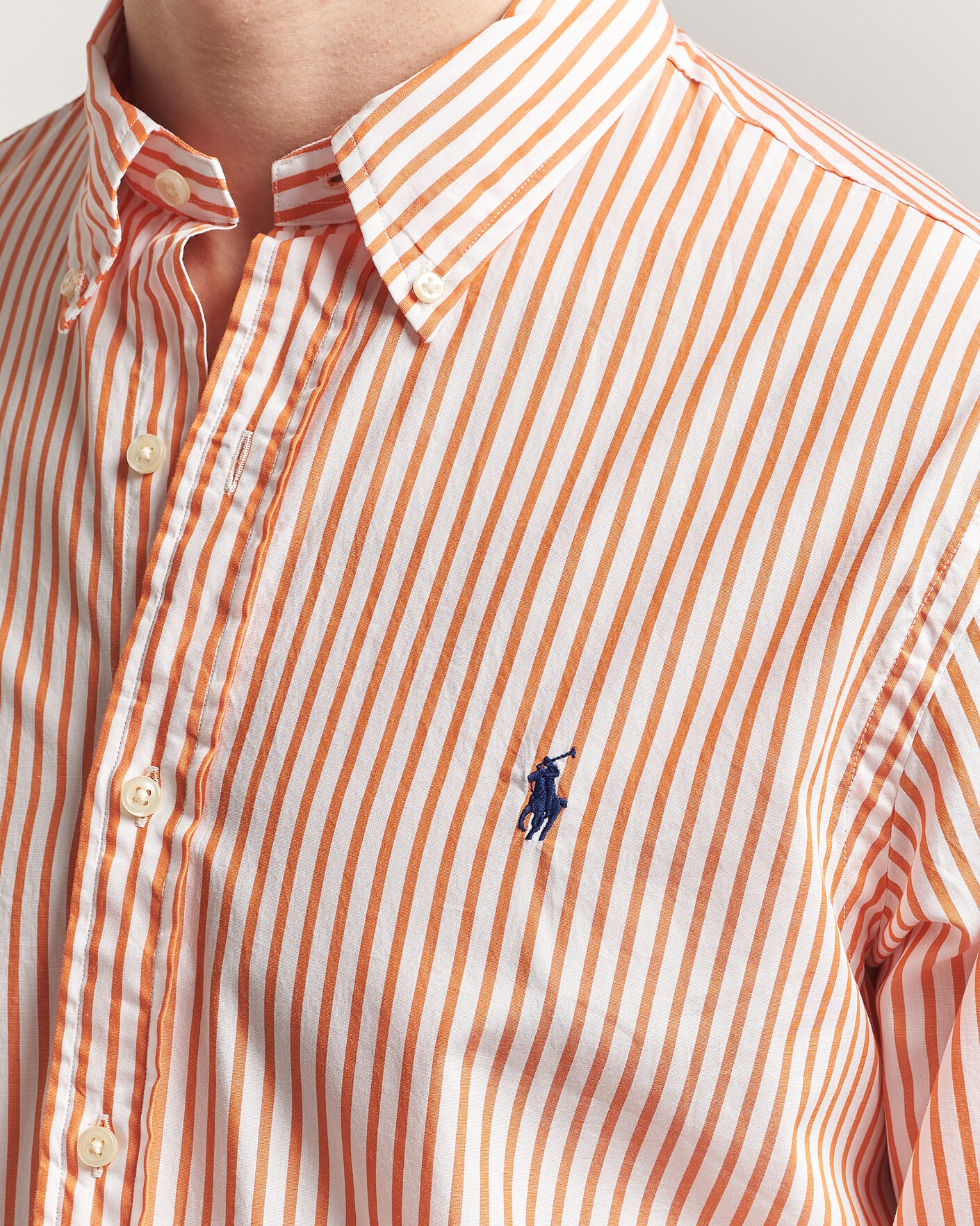 Uomini | Camicie | Polo Ralph Lauren | Custom Fit Poplin Striped Shirt Kona Orange
