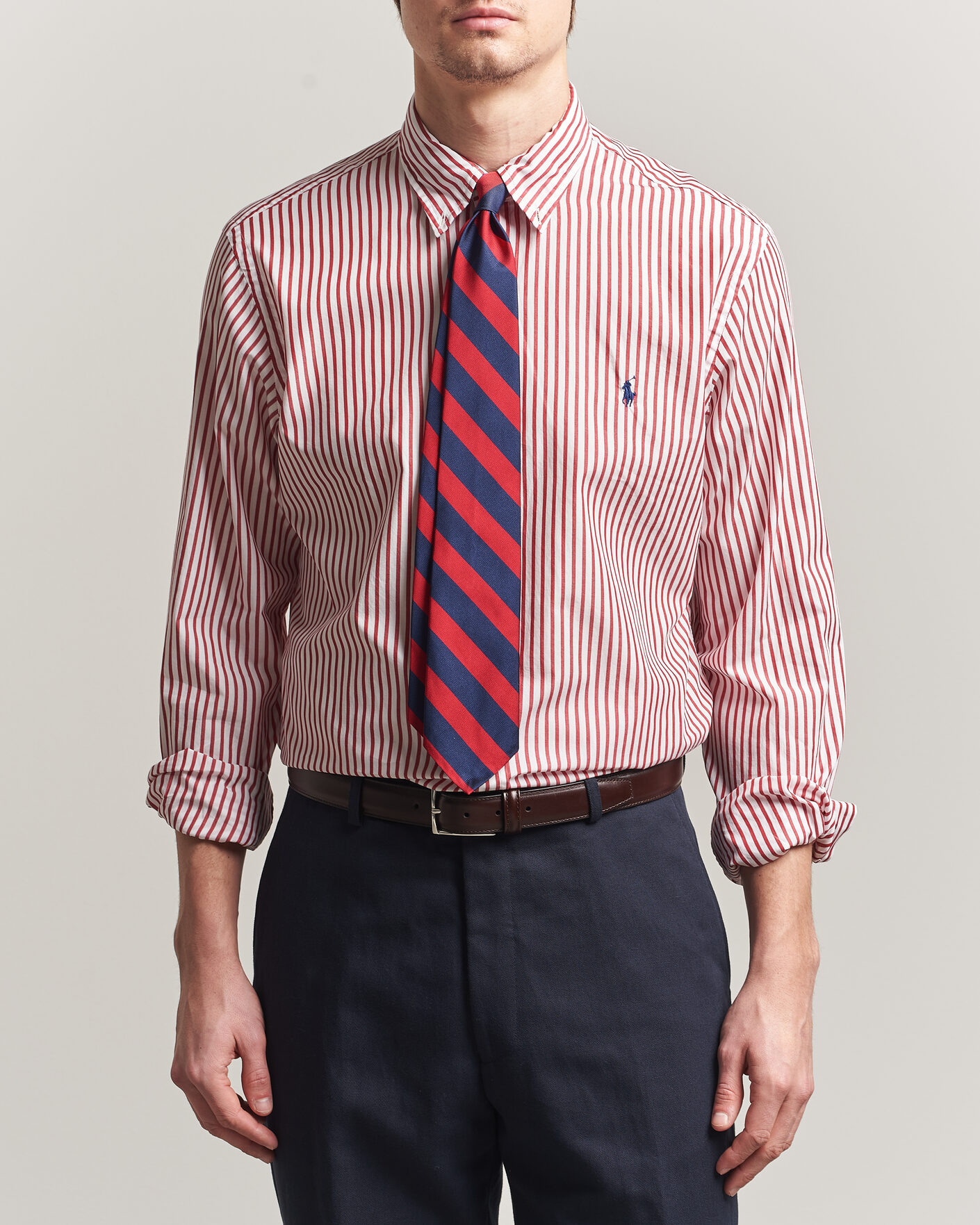 Uomini | Camicie | Polo Ralph Lauren | Custom Fit Poplin Striped Shirt Bristol Red