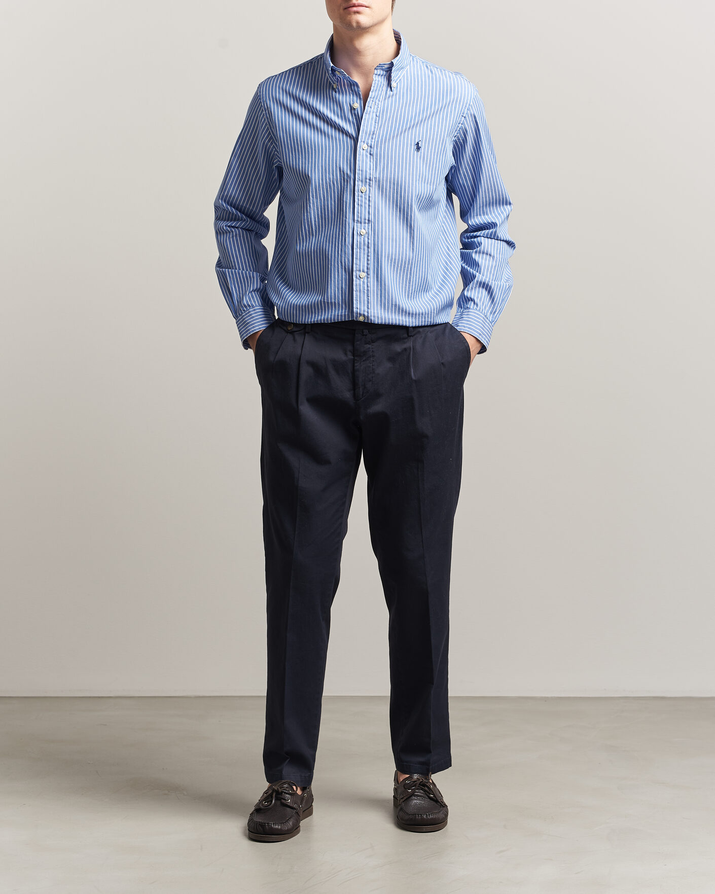 Uomini | Camicie | Polo Ralph Lauren | Custom Fit Poplin Striped Shirt Medium Blue