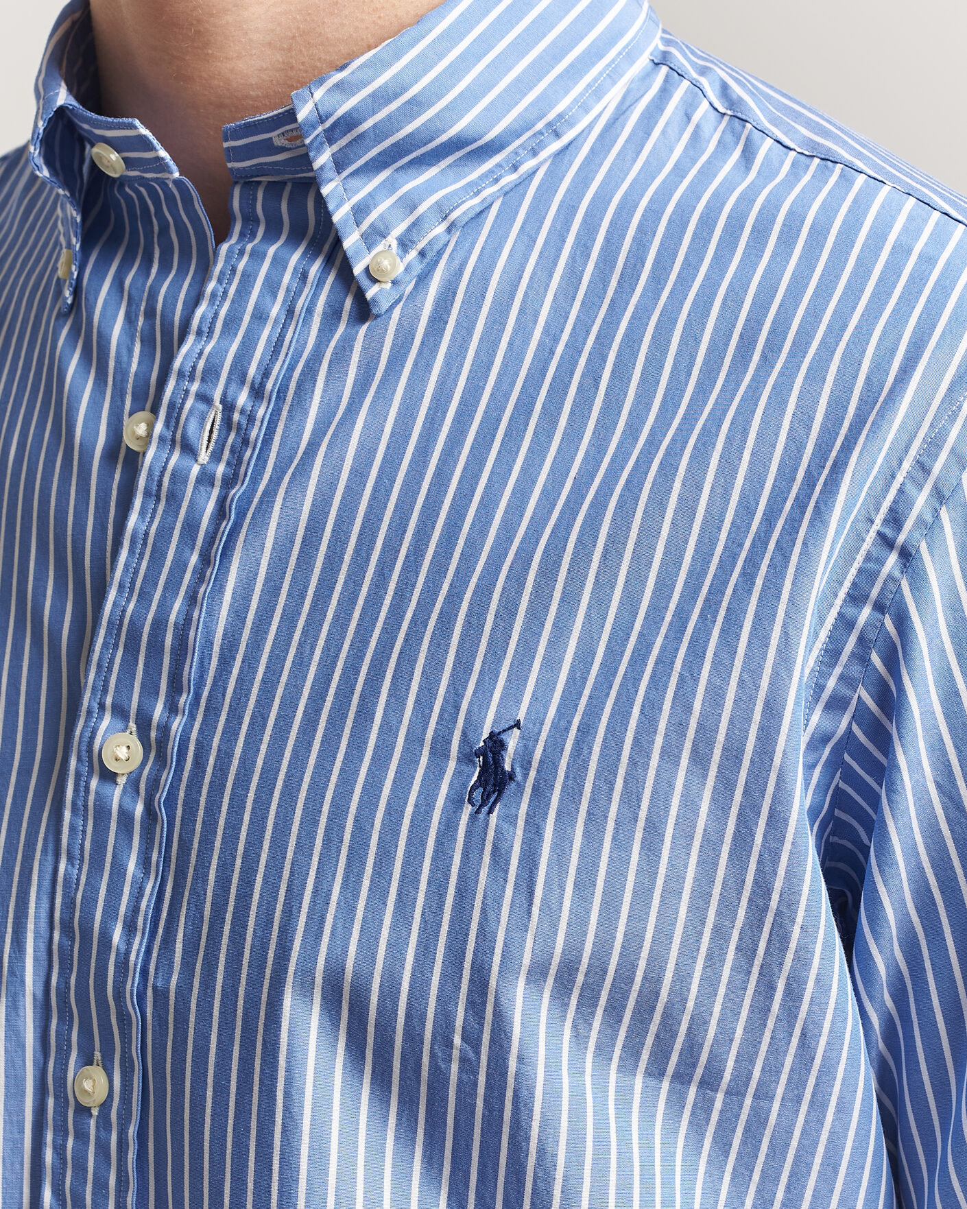 Uomini | Camicie | Polo Ralph Lauren | Custom Fit Poplin Striped Shirt Medium Blue