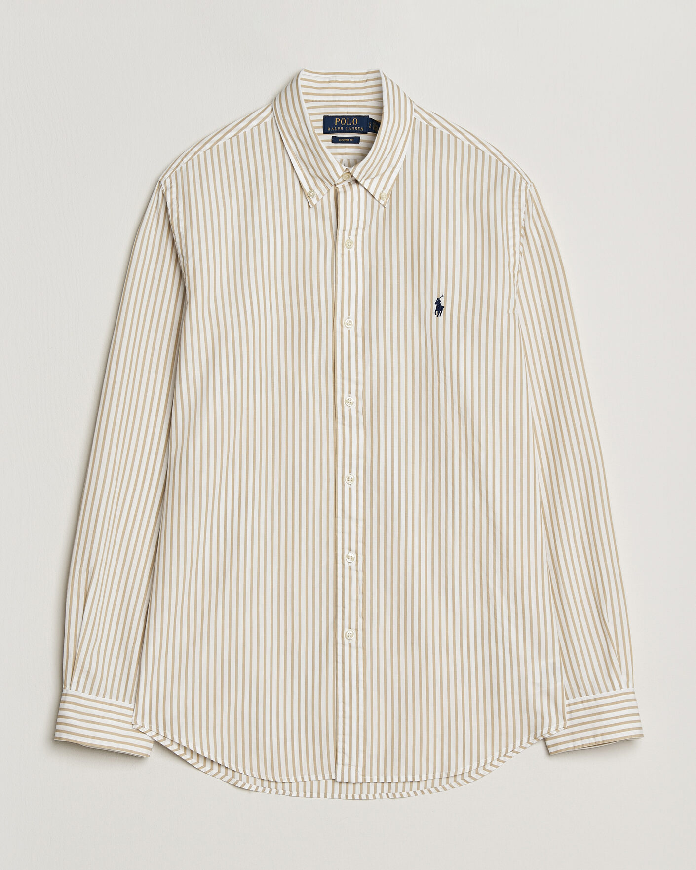 Uomini | Camicie | Polo Ralph Lauren | Custom Fit Poplin Striped Shirt Coastal Beige