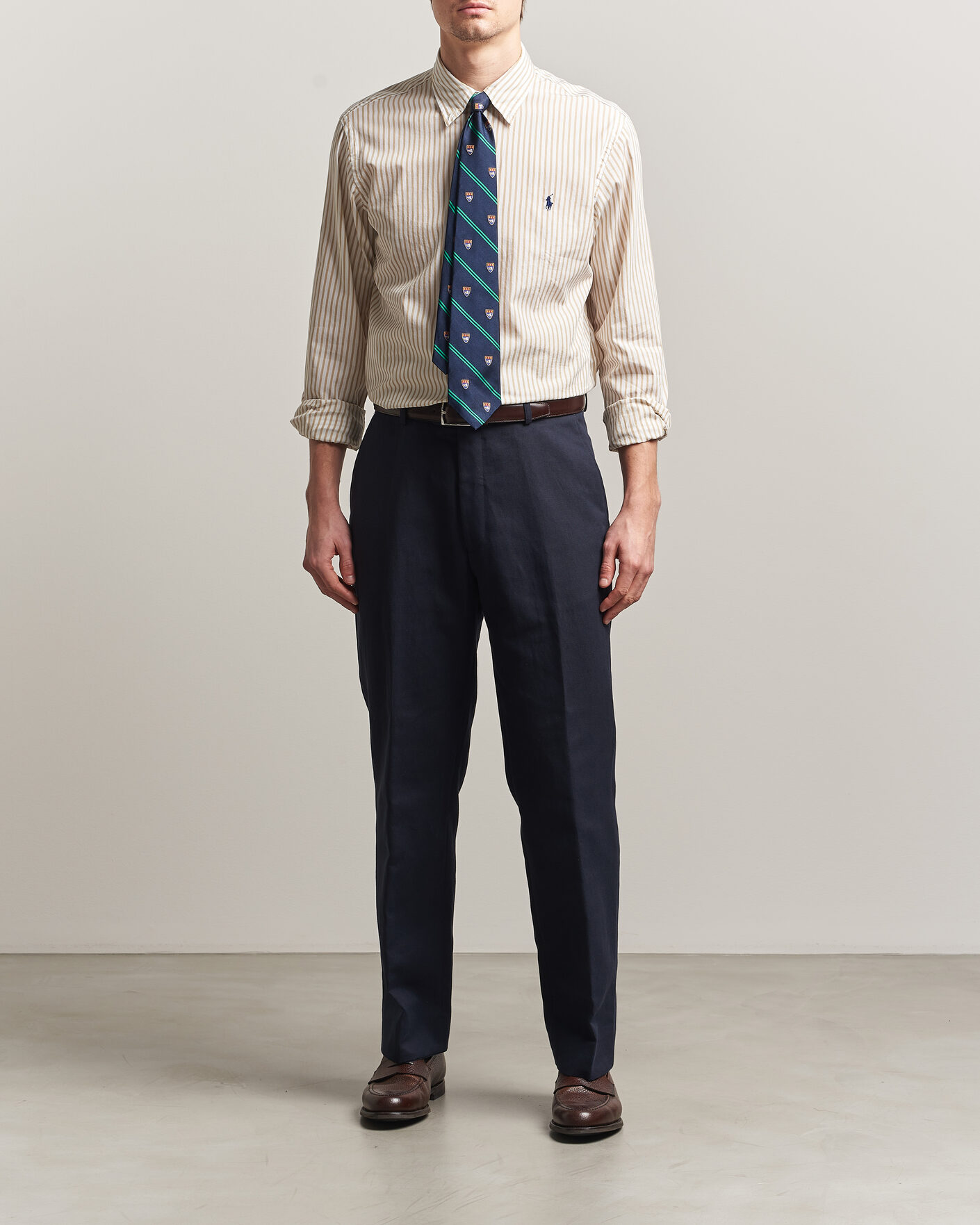 Uomini | Camicie | Polo Ralph Lauren | Custom Fit Poplin Striped Shirt Coastal Beige