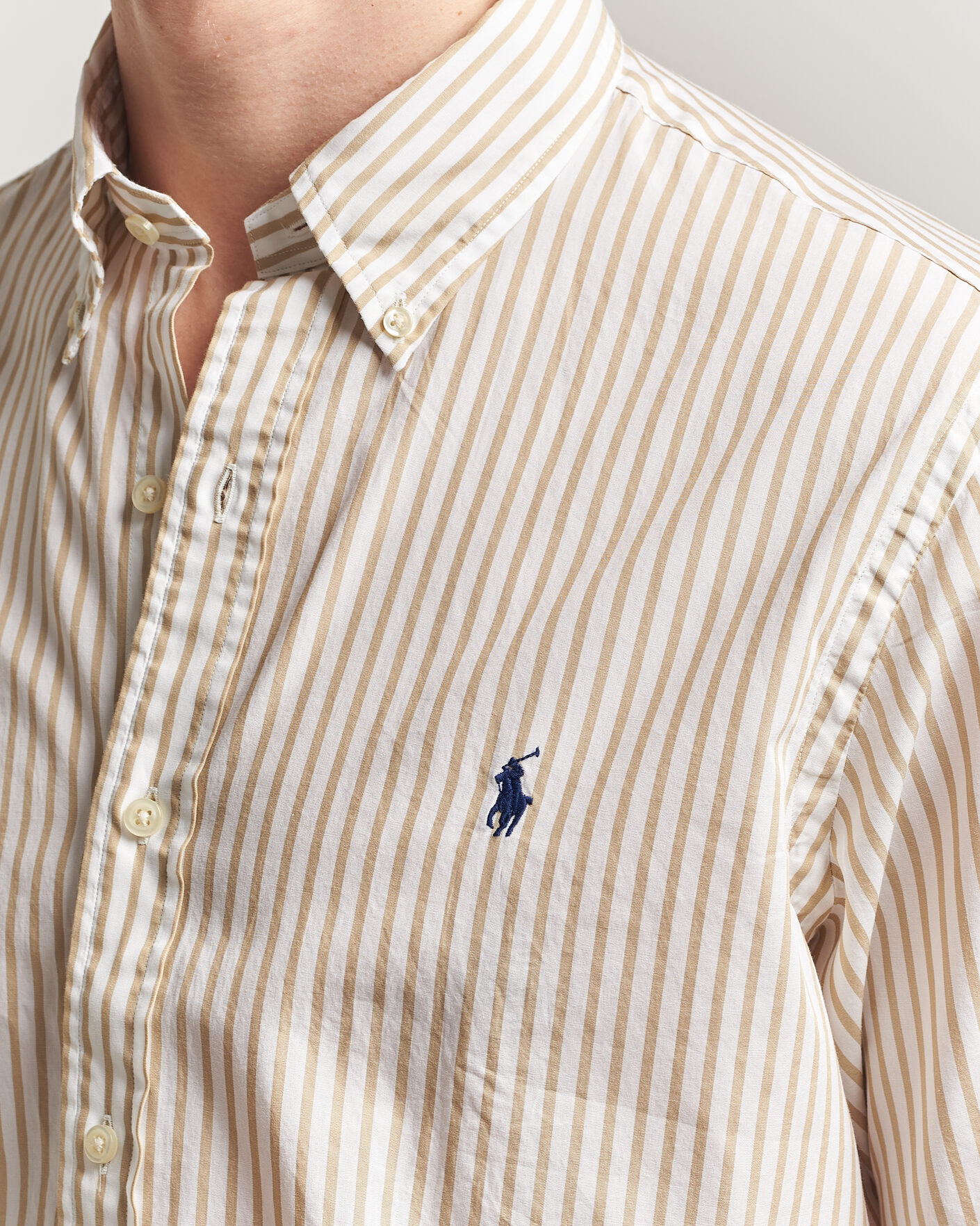 Uomini | Camicie | Polo Ralph Lauren | Custom Fit Poplin Striped Shirt Coastal Beige