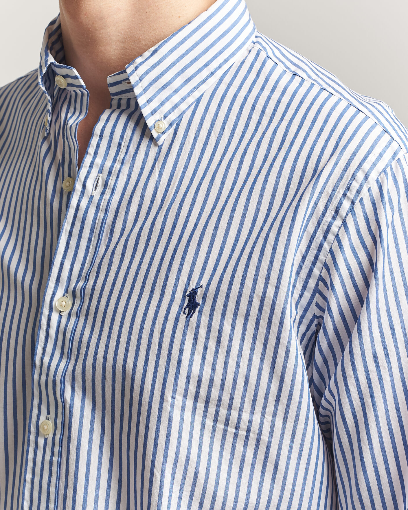 Uomini | Camicie | Polo Ralph Lauren | Custom Fit Poplin Striped Shirt Blue