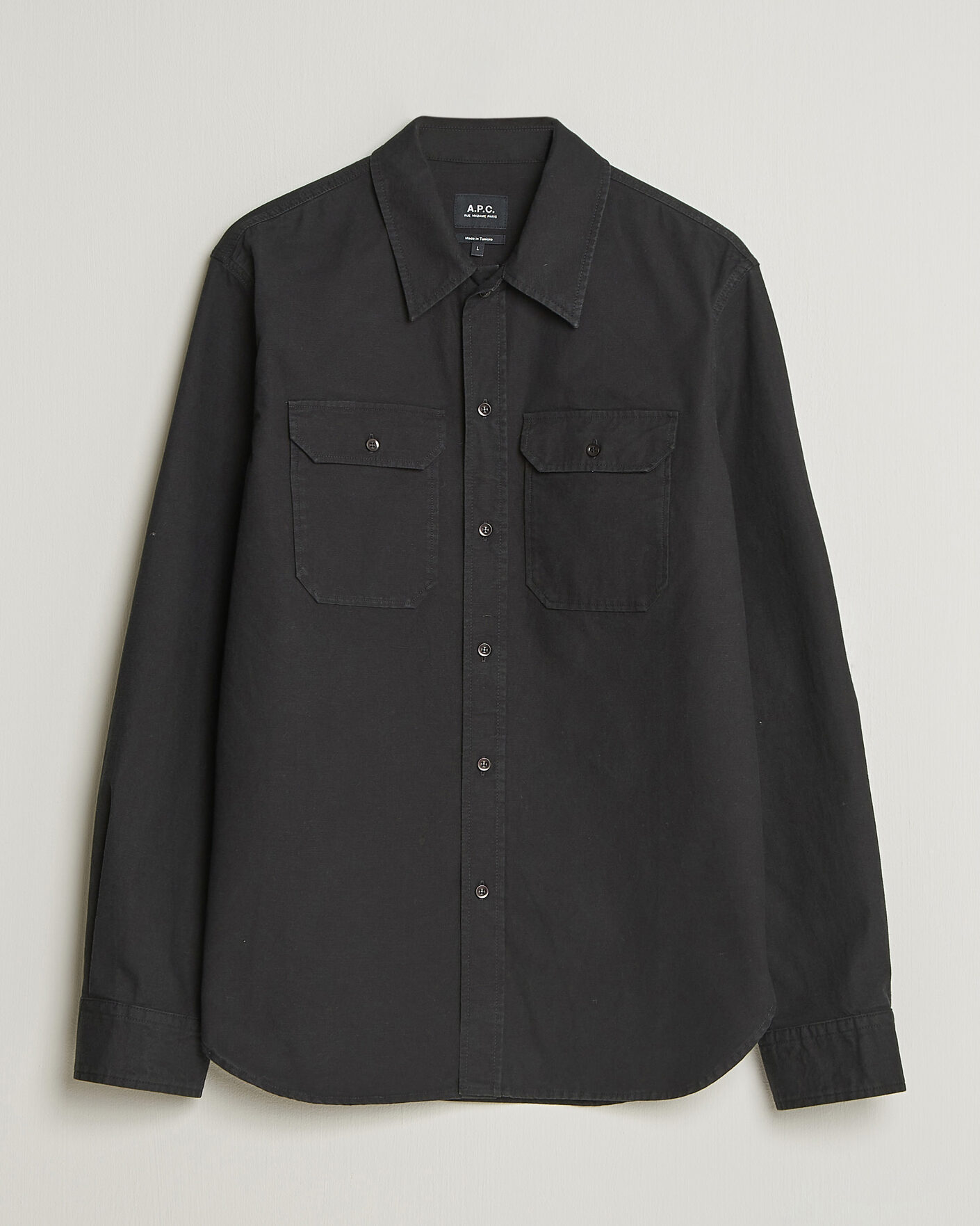 Uomini | Camicie | A.P.C. | Safari Cotton/Linen Overshirt Faded Black