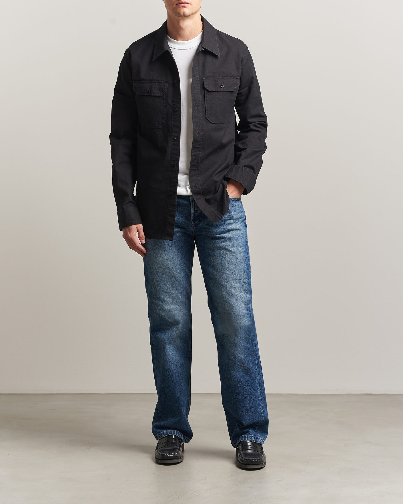 Uomini | Camicie | A.P.C. | Safari Cotton/Linen Overshirt Faded Black