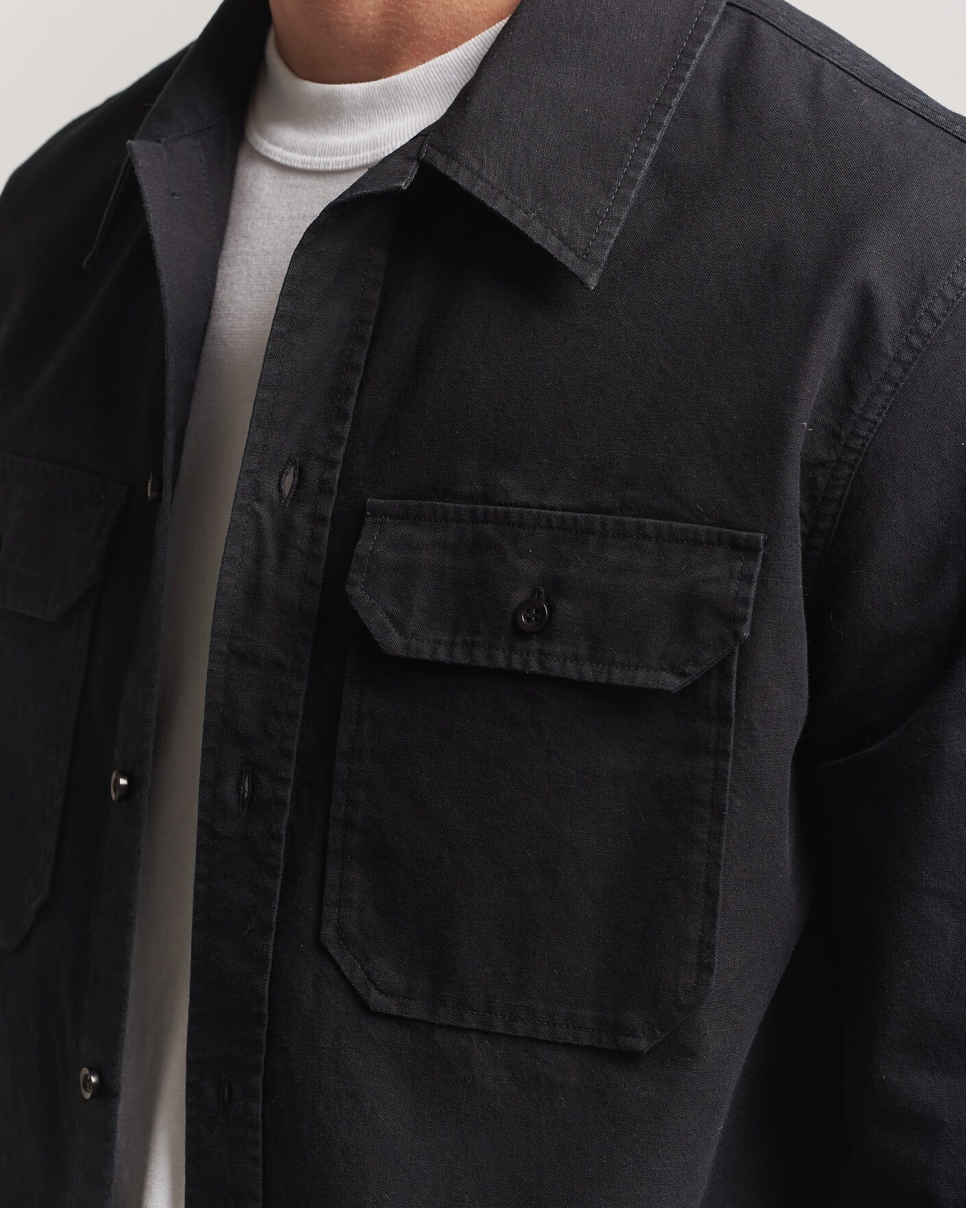 Uomini | Camicie | A.P.C. | Safari Cotton/Linen Overshirt Faded Black