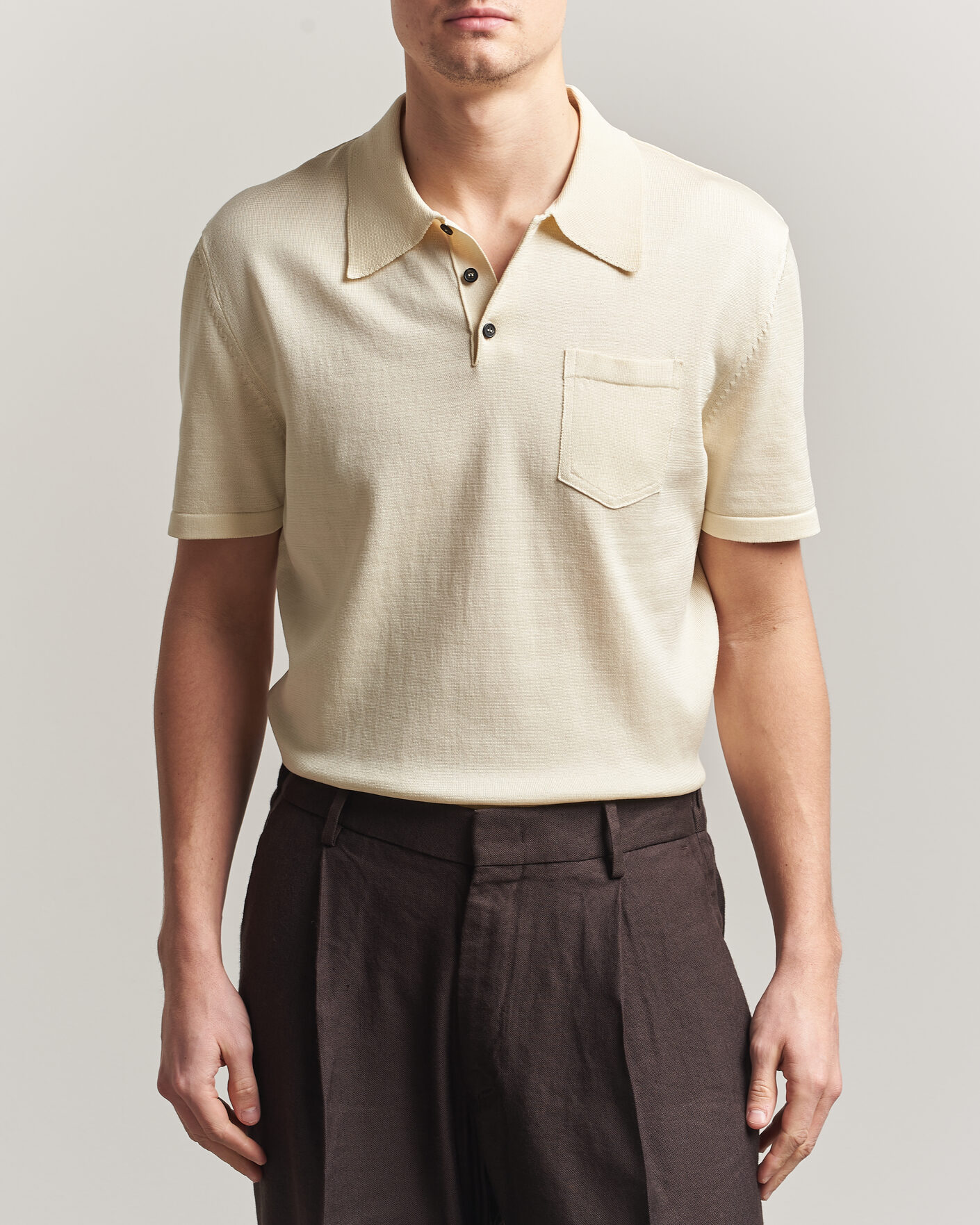 Uomini | Polo | A.P.C. | Colin Knitted Polo Ecru