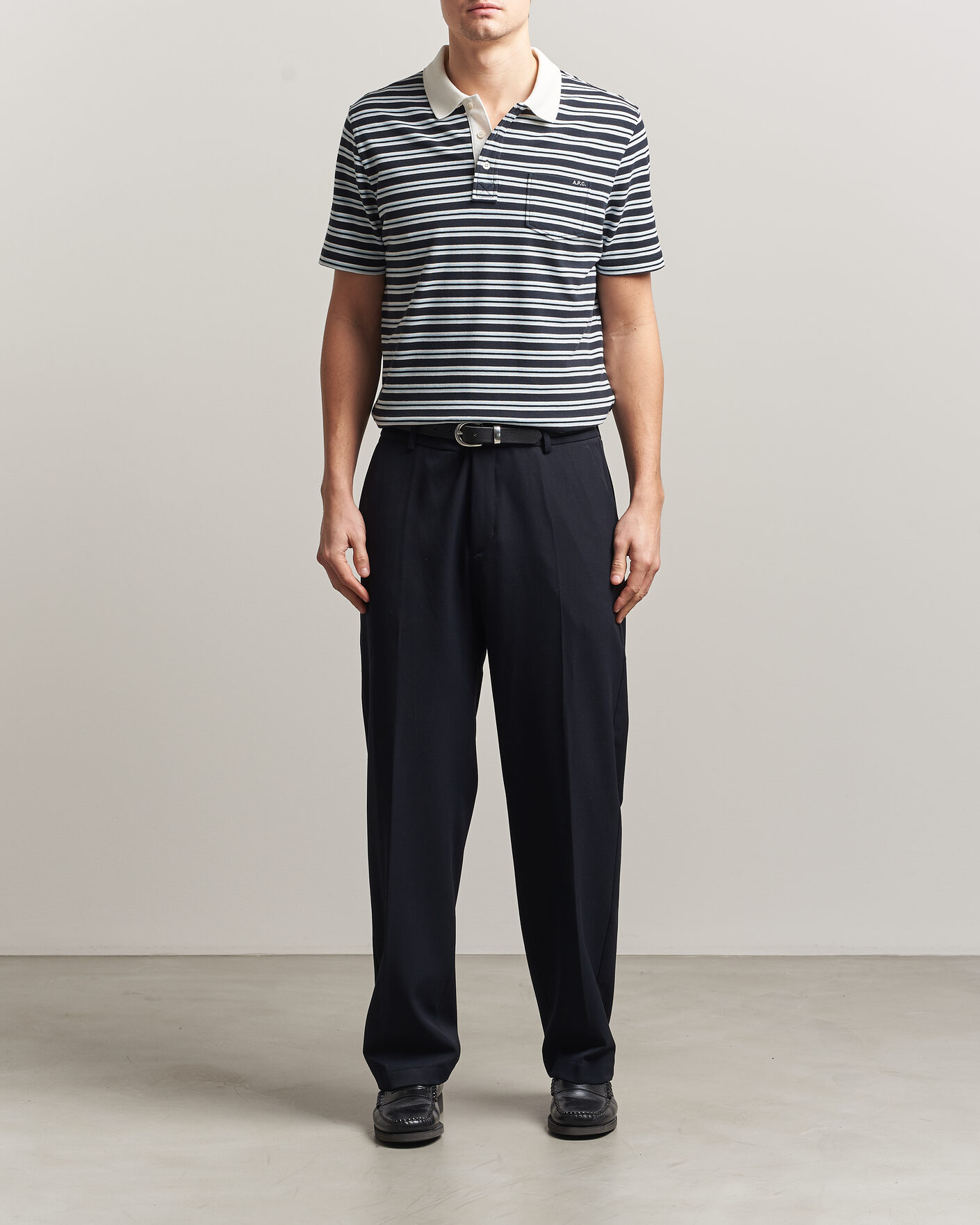 Uomini | Polo | A.P.C. | Oscar Striped Polo Dark Navy