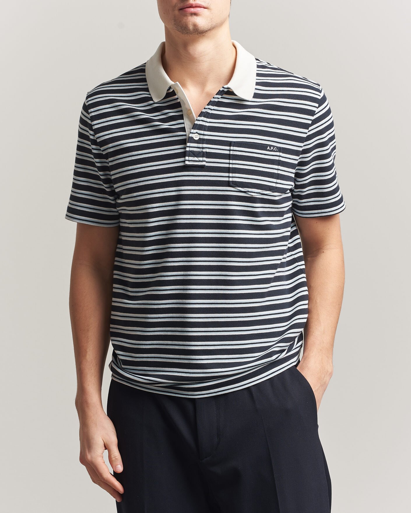 Uomini | Polo | A.P.C. | Oscar Striped Polo Dark Navy